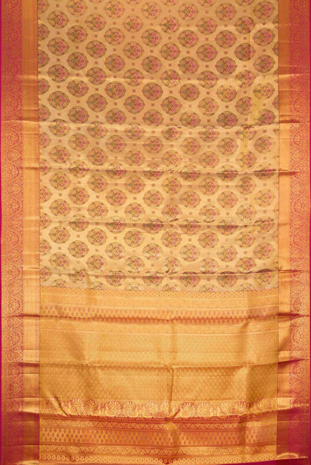 Gold Dual Tone Kanchipuram Tissue Silk Saree