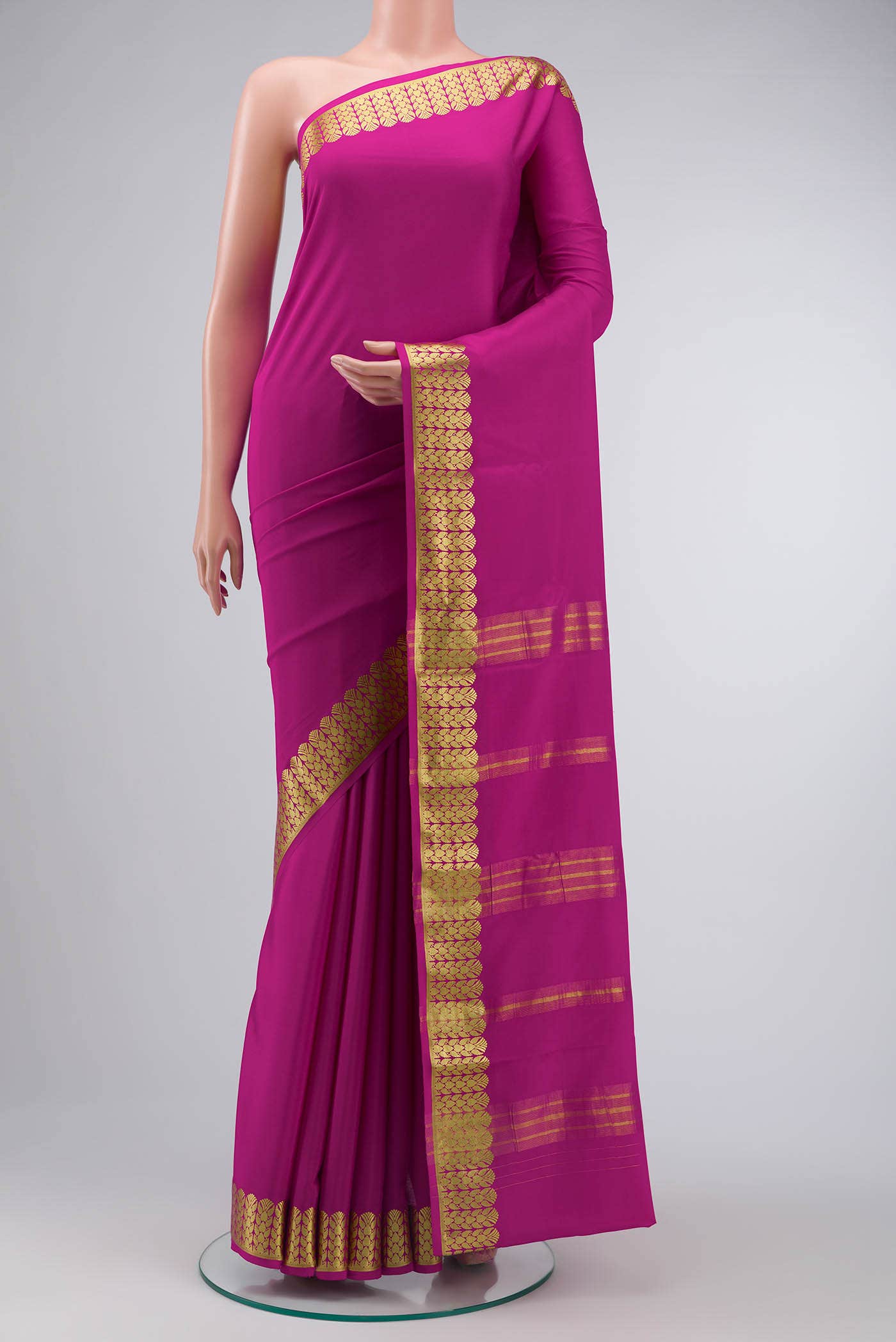 Pink Mysore Crepe Saree