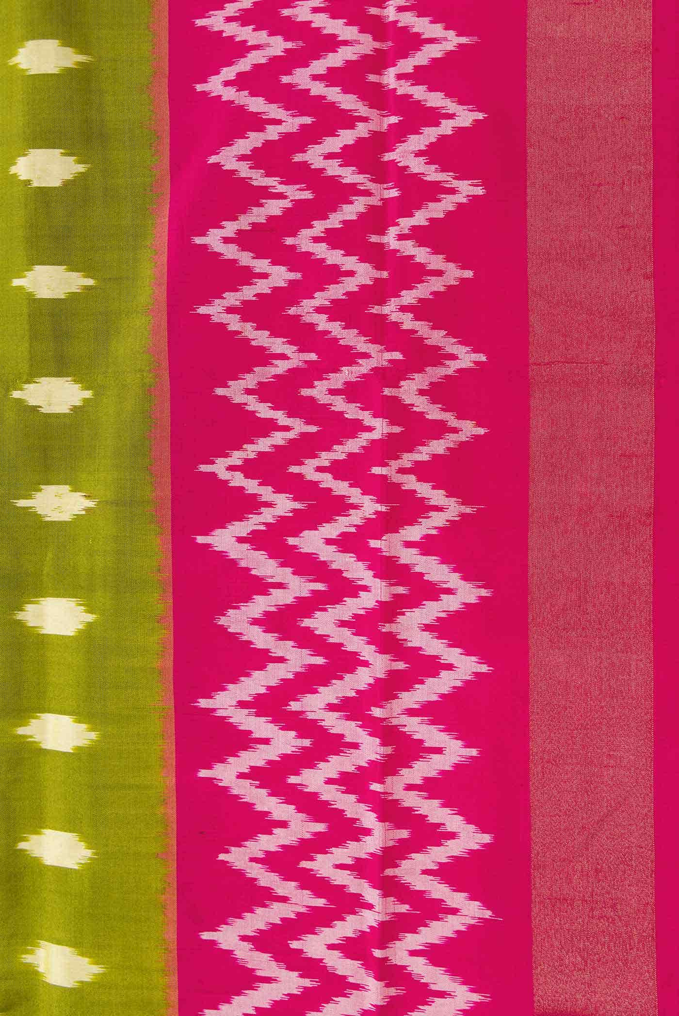 Parrot Green Dual Tone Double Ikat Saree