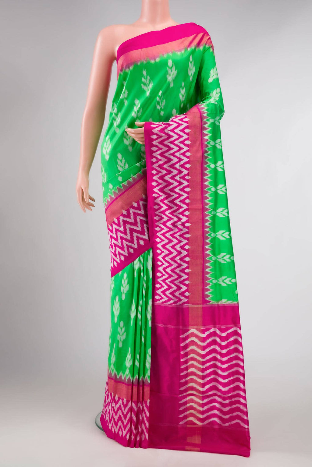 Green Dual Tone Double Ikat Saree