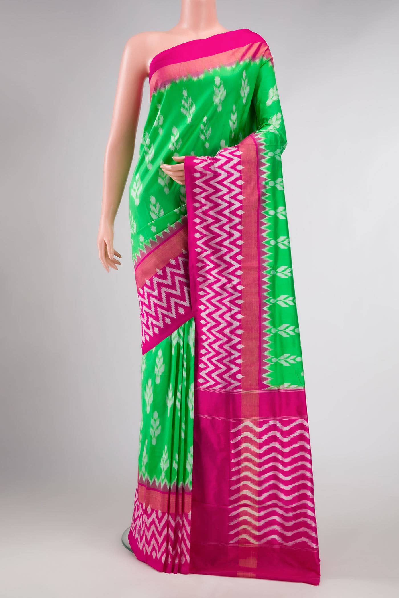 Green Dual Tone Double Ikat Saree
