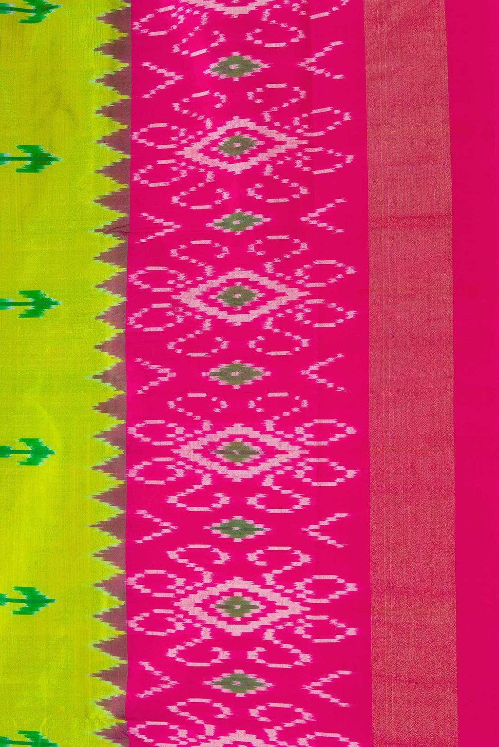 Parrot Green Dual Tone Double Ikat Saree