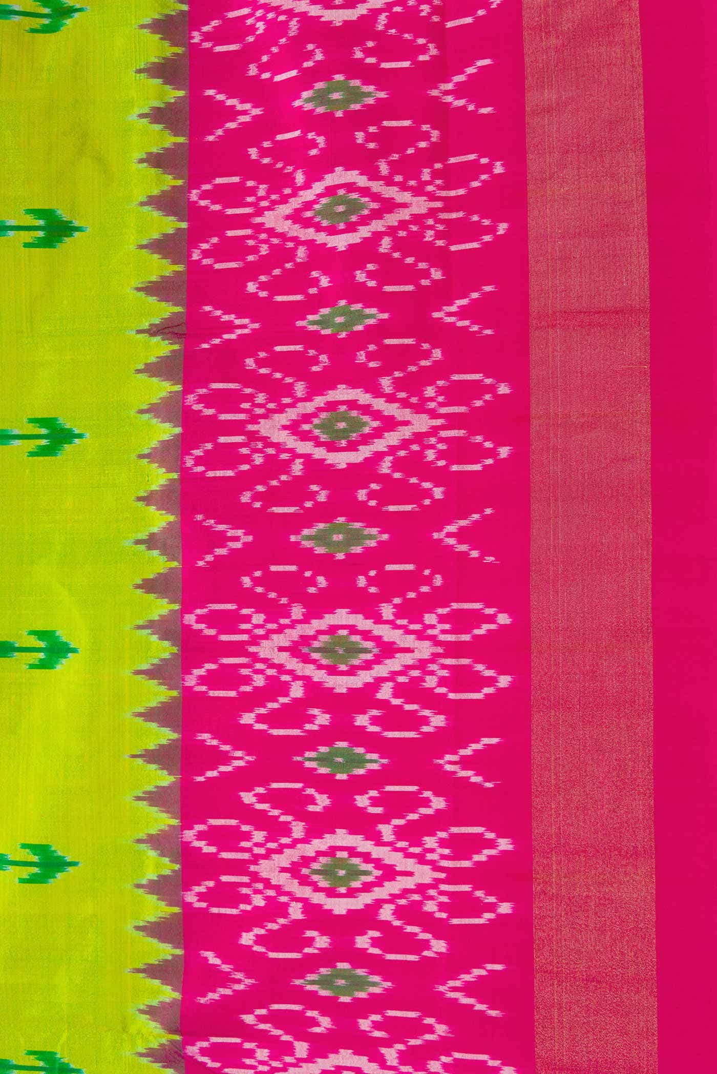 Parrot Green Dual Tone Double Ikat Saree
