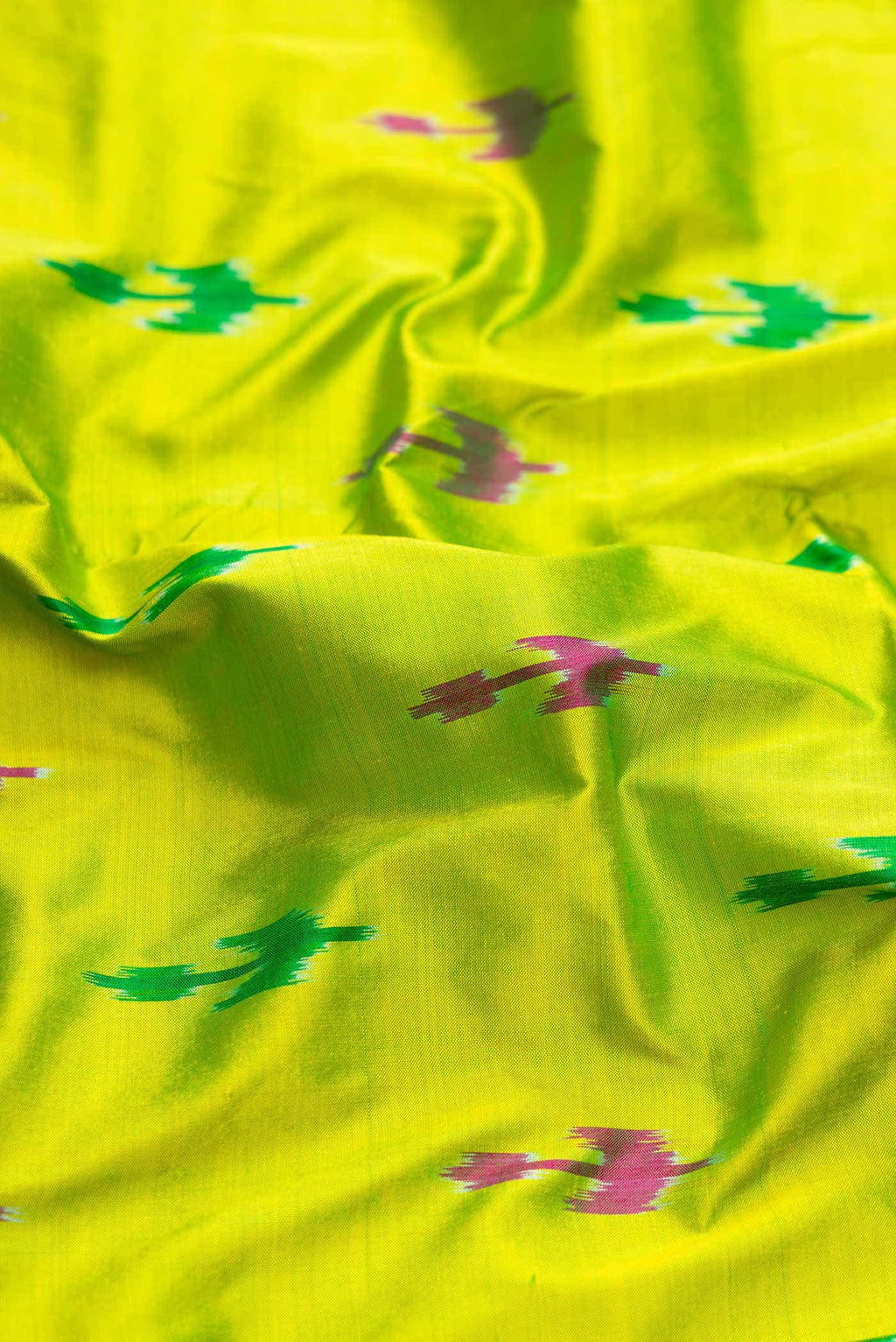 Parrot Green Dual Tone Double Ikat Saree