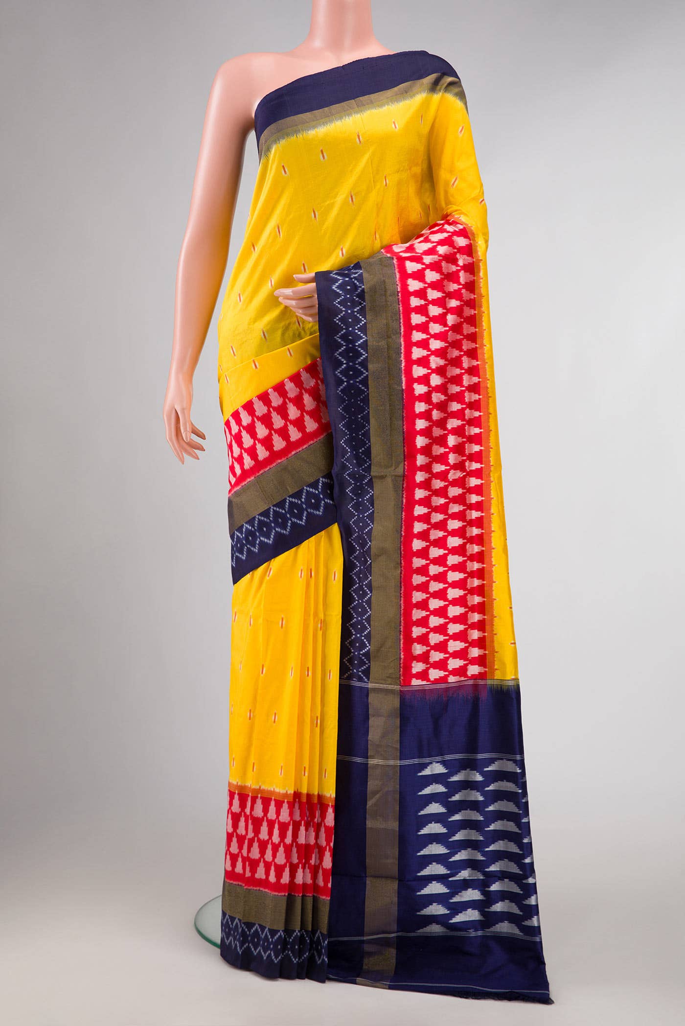 Yellow Double Ikat Saree