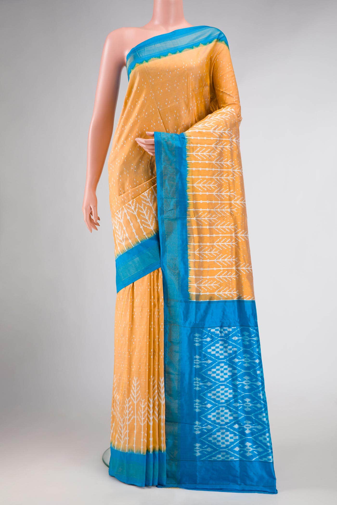 Sandal Dual Tone Pochampally Silk Saree