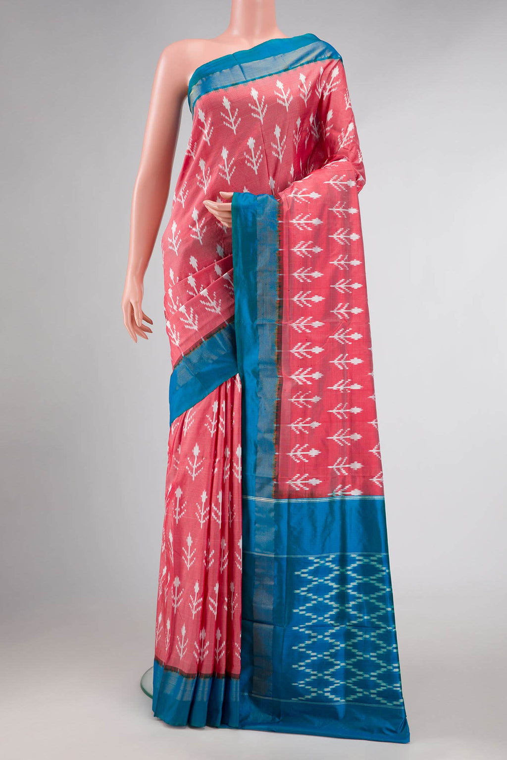 Dark Pink Double Ikat Saree