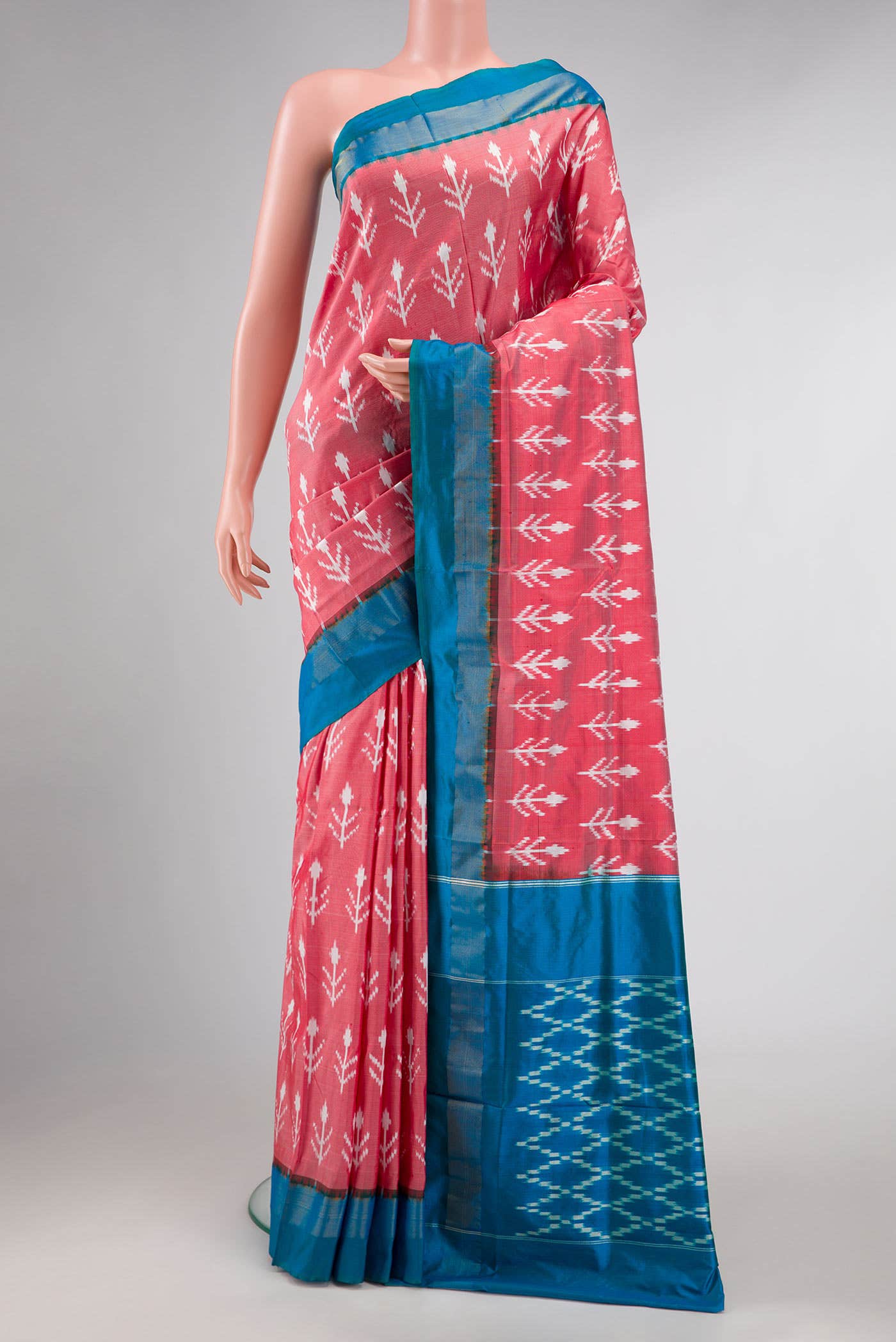 Dark Pink Double Ikat Saree