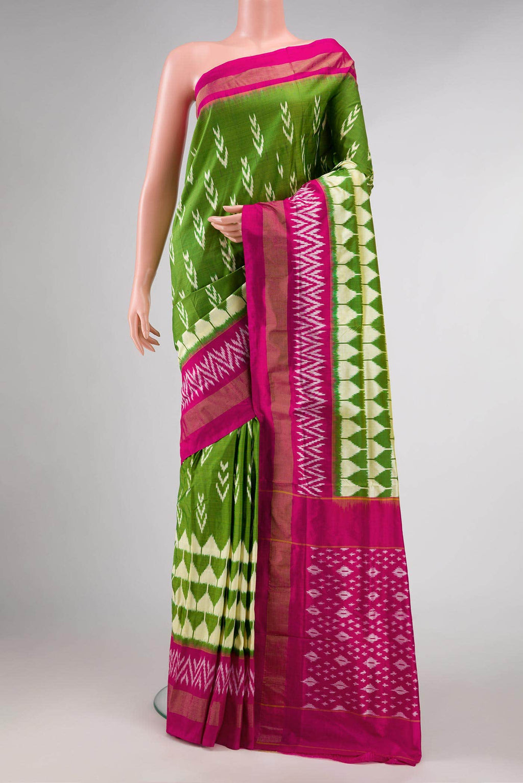 Green Dual Tone Double Ikat Saree