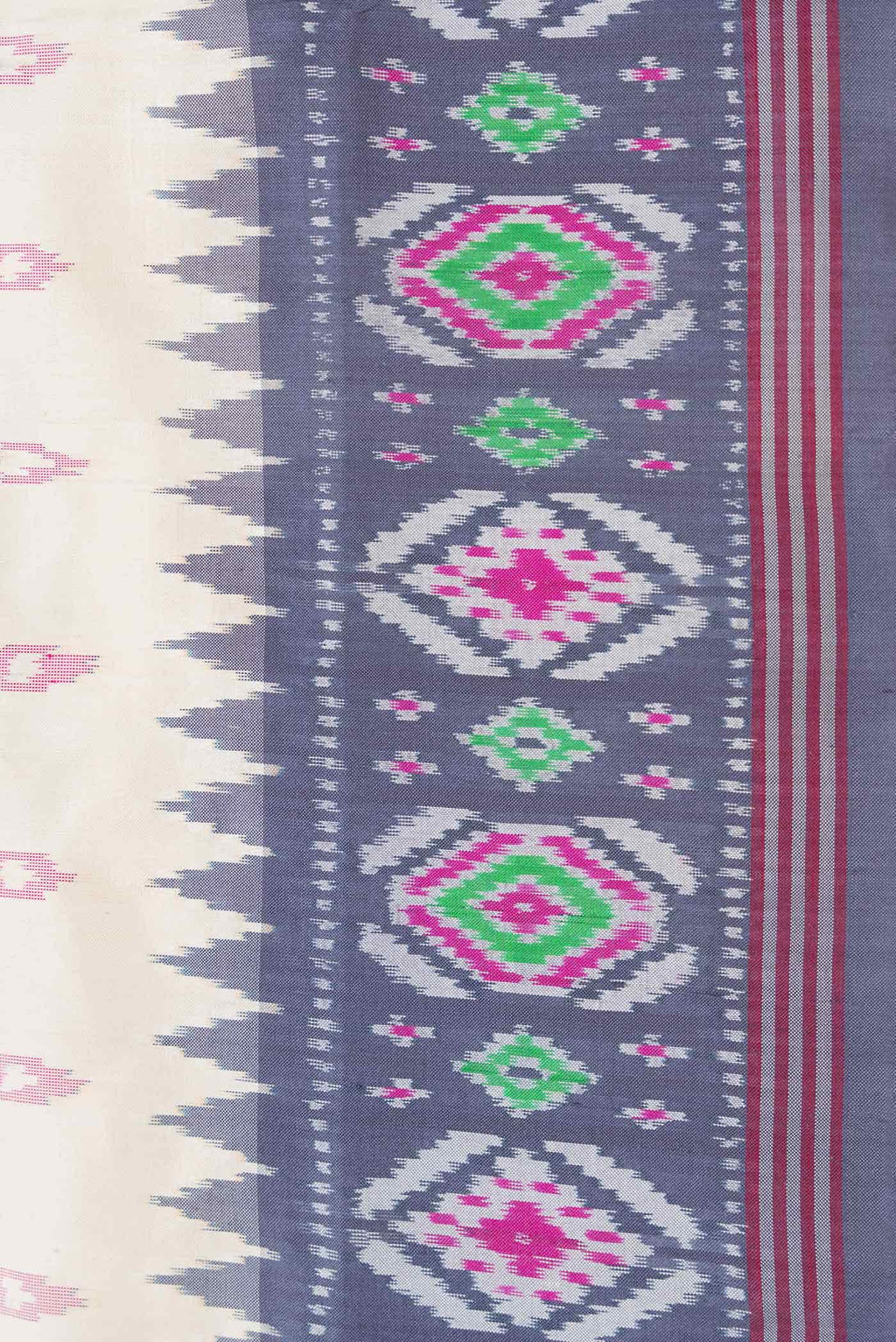 Off White Dual Tone Double Ikat Saree