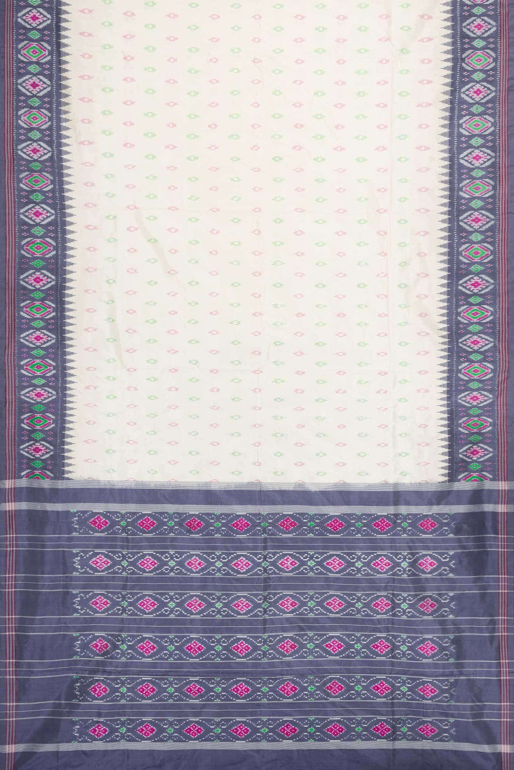 Off White Dual Tone Double Ikat Saree