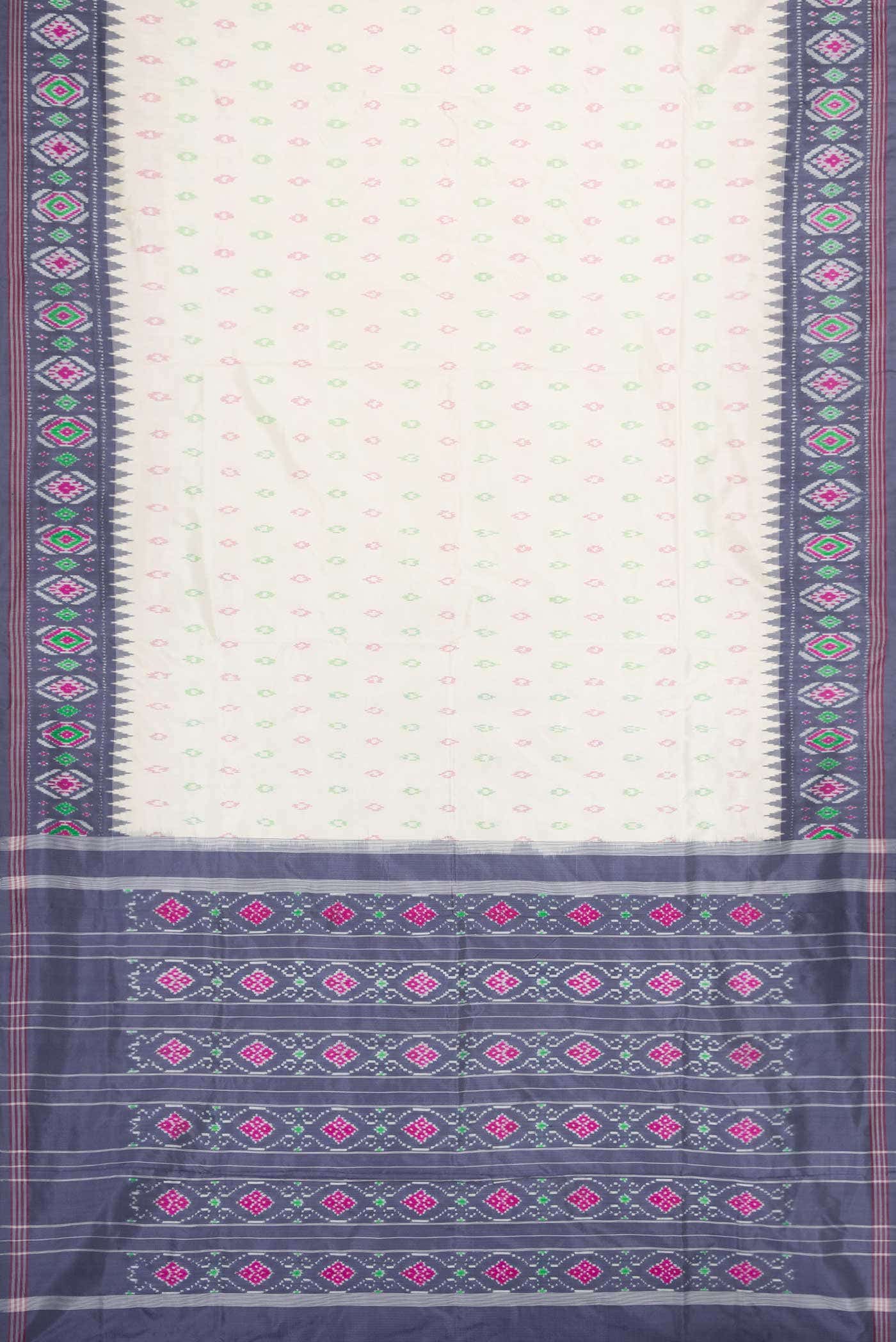 Off White Dual Tone Double Ikat Saree