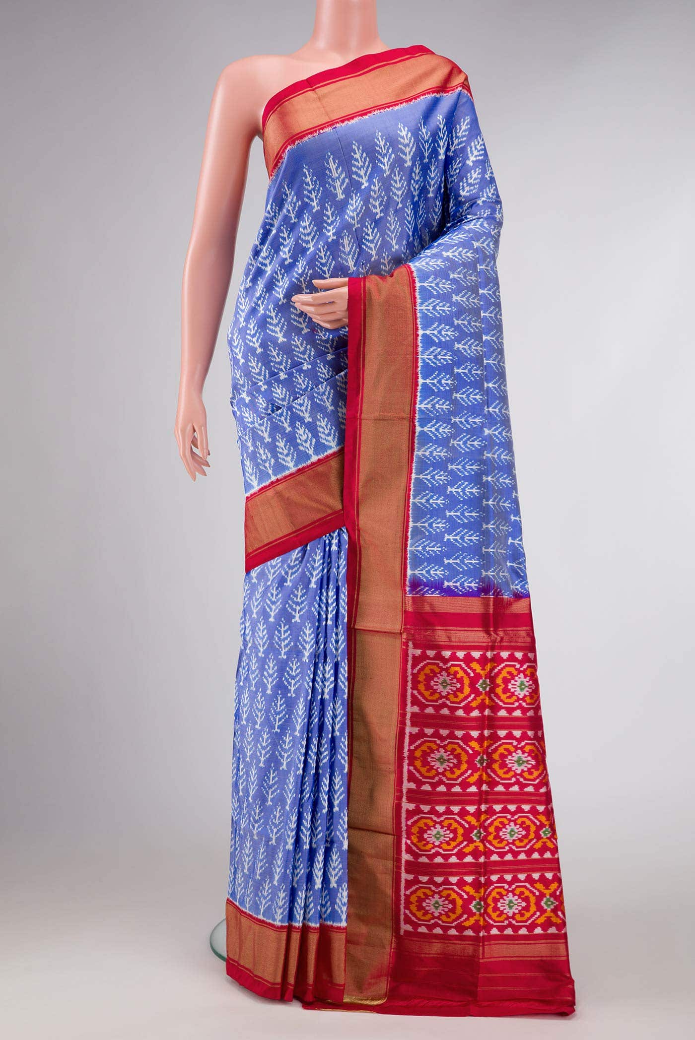 Blue Dual Tone Double Ikat Saree