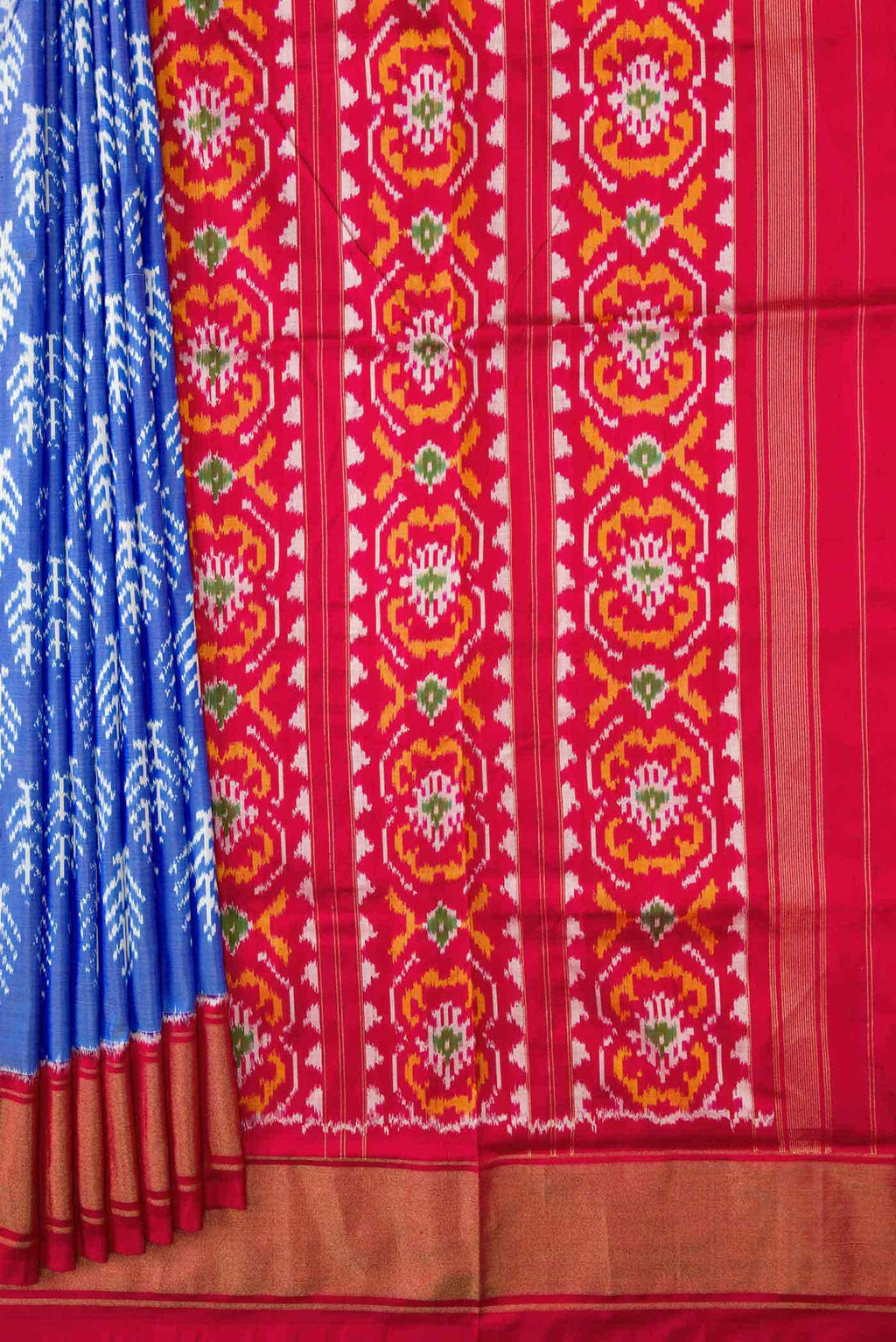 Blue Dual Tone Double Ikat Saree
