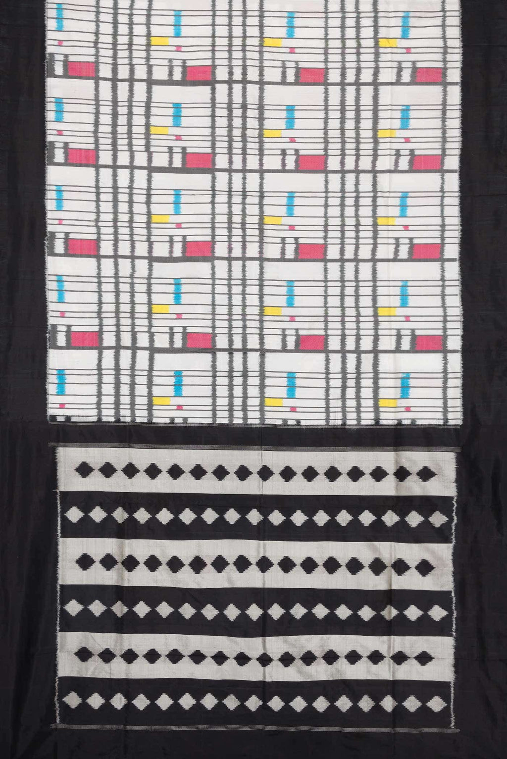 Off White Dual Tone Double Ikat Saree