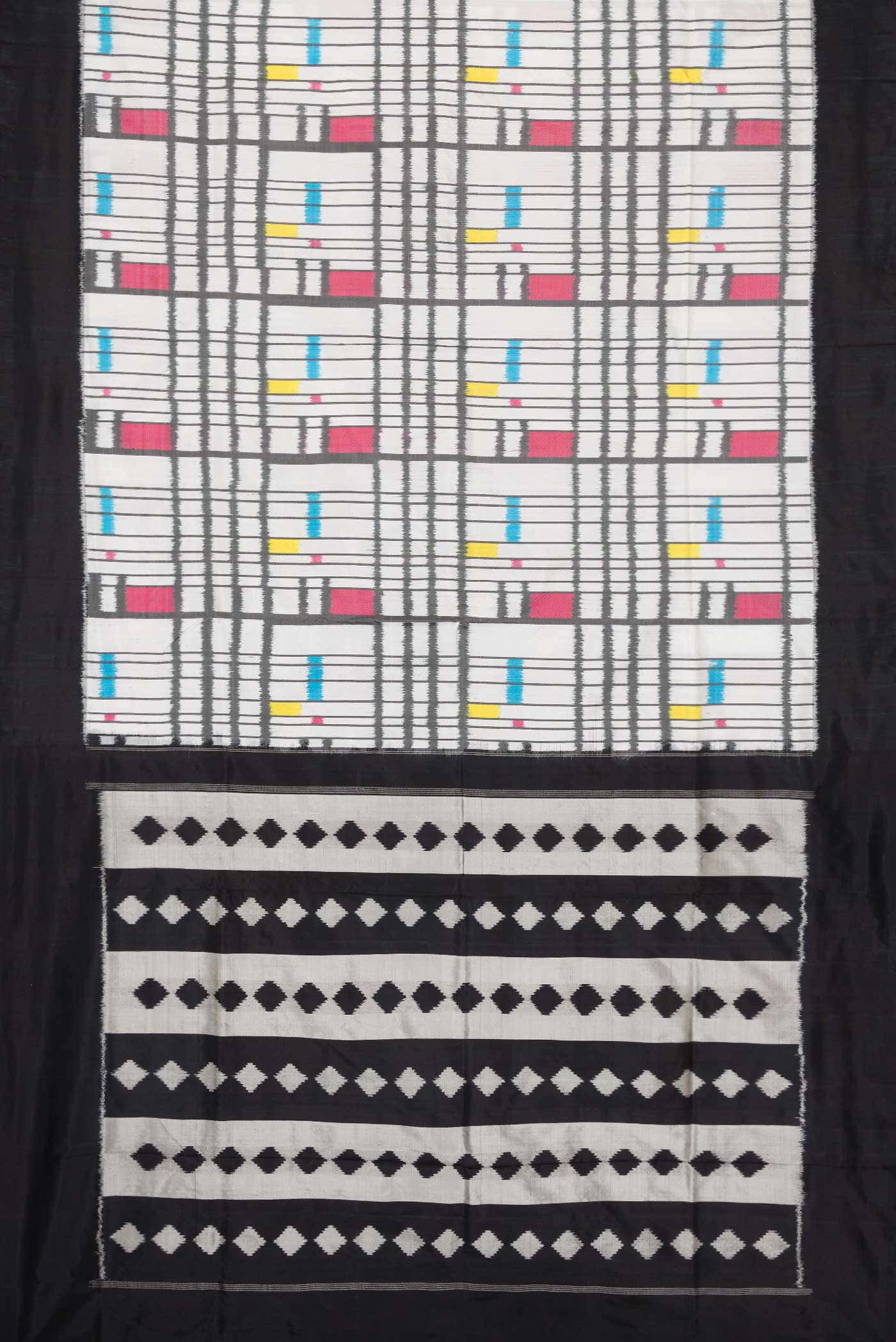 Off White Dual Tone Double Ikat Saree