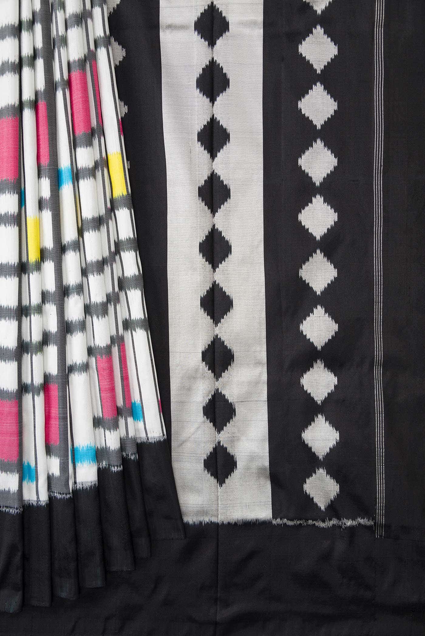 Off White Dual Tone Double Ikat Saree