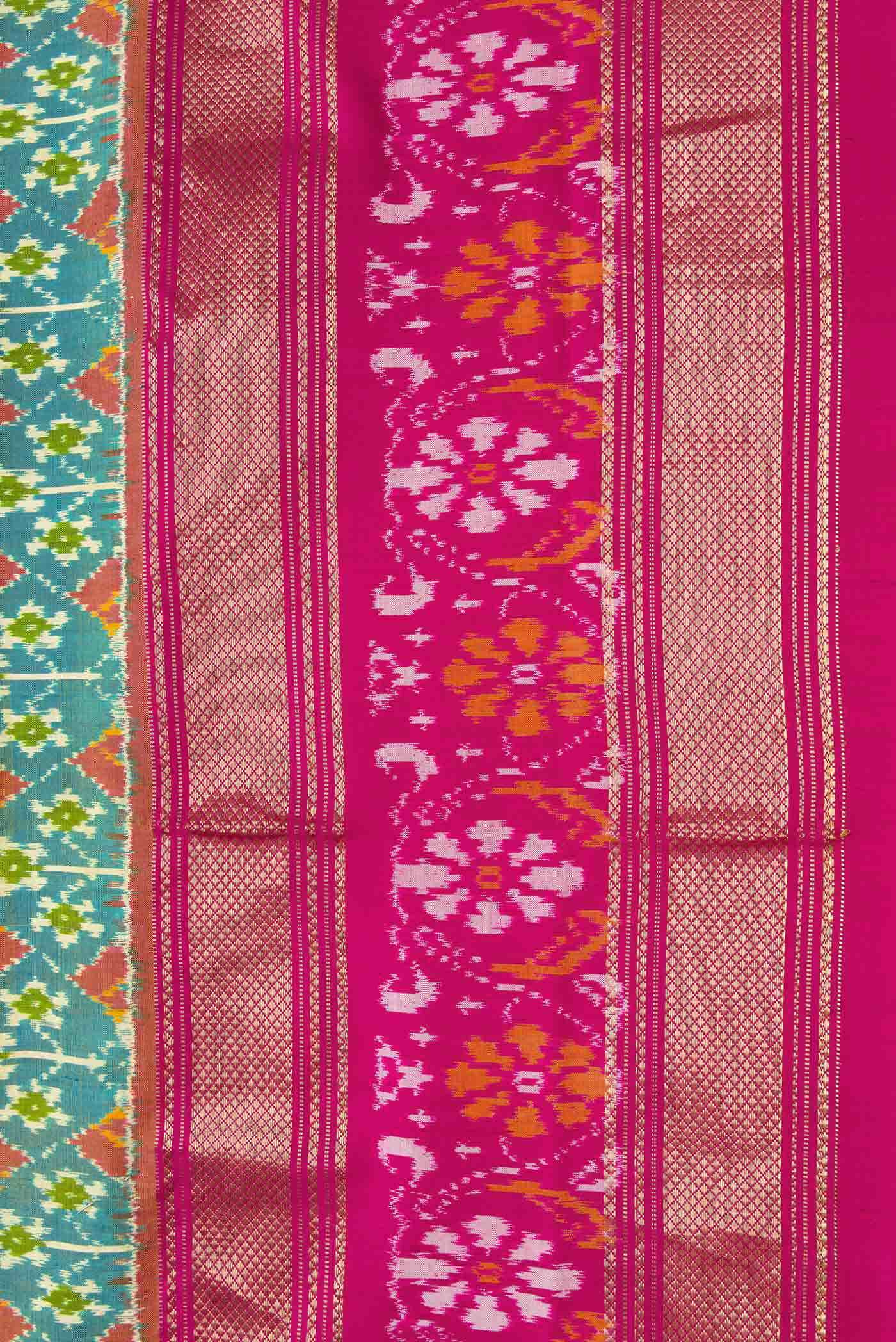 Peacock Blue Dual Tone Double Ikat Saree