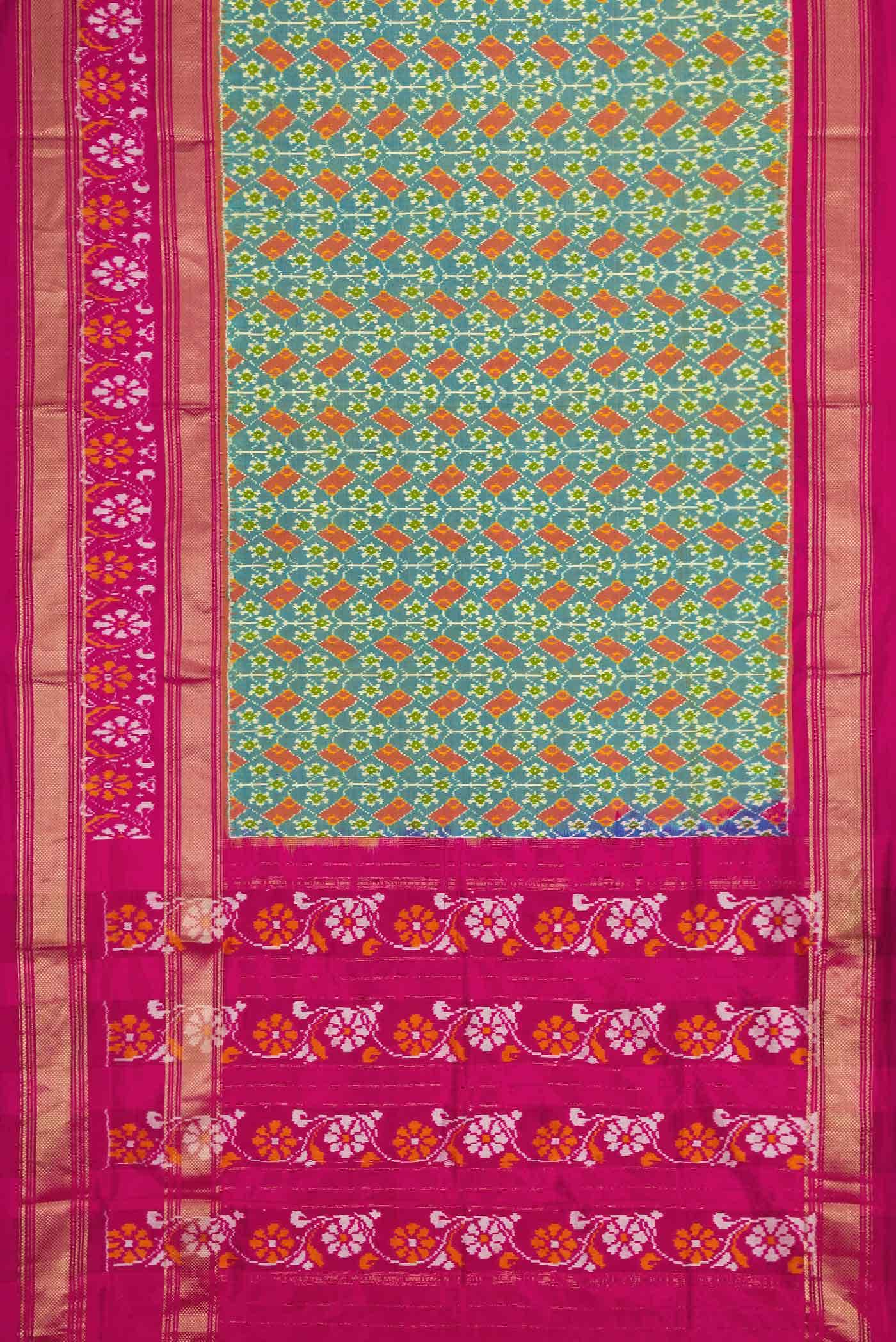 Peacock Blue Dual Tone Double Ikat Saree