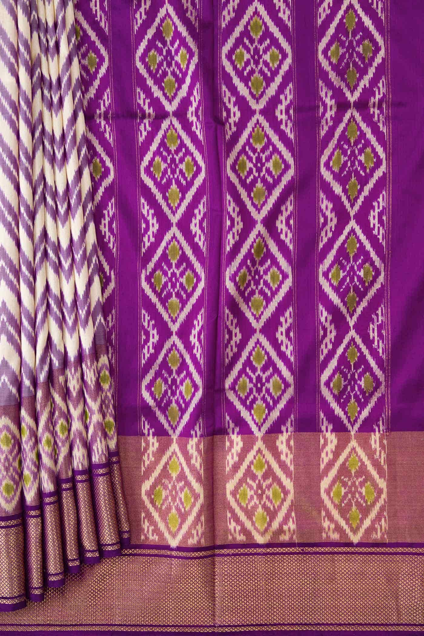 Beige Dual Tone Double Ikat Saree