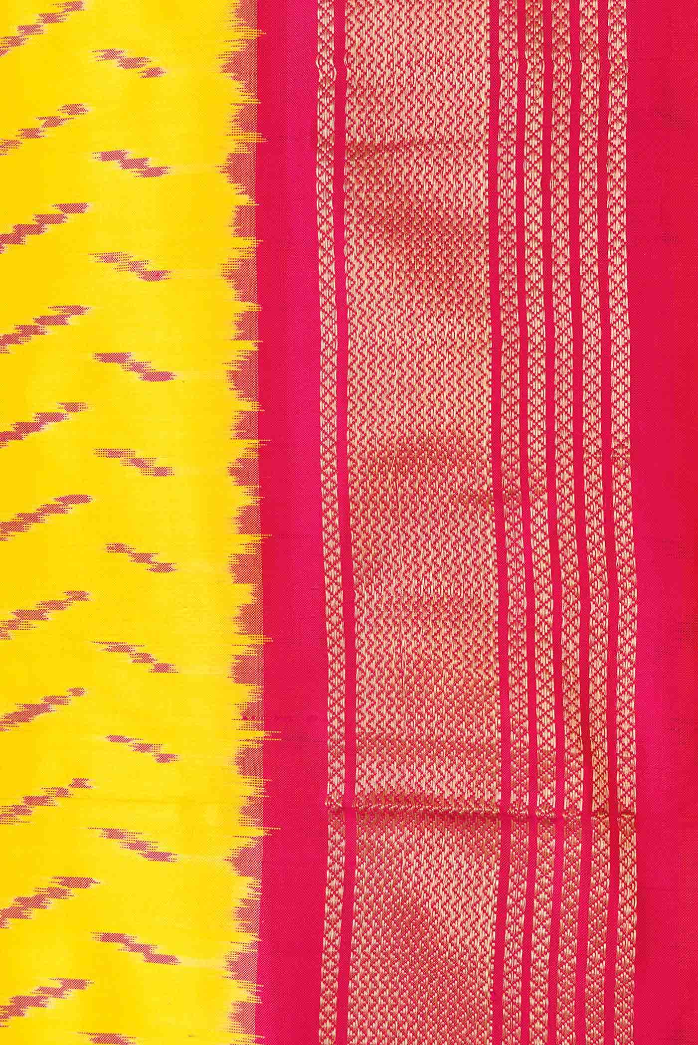 Yellow Dual Tone Double Ikat Saree