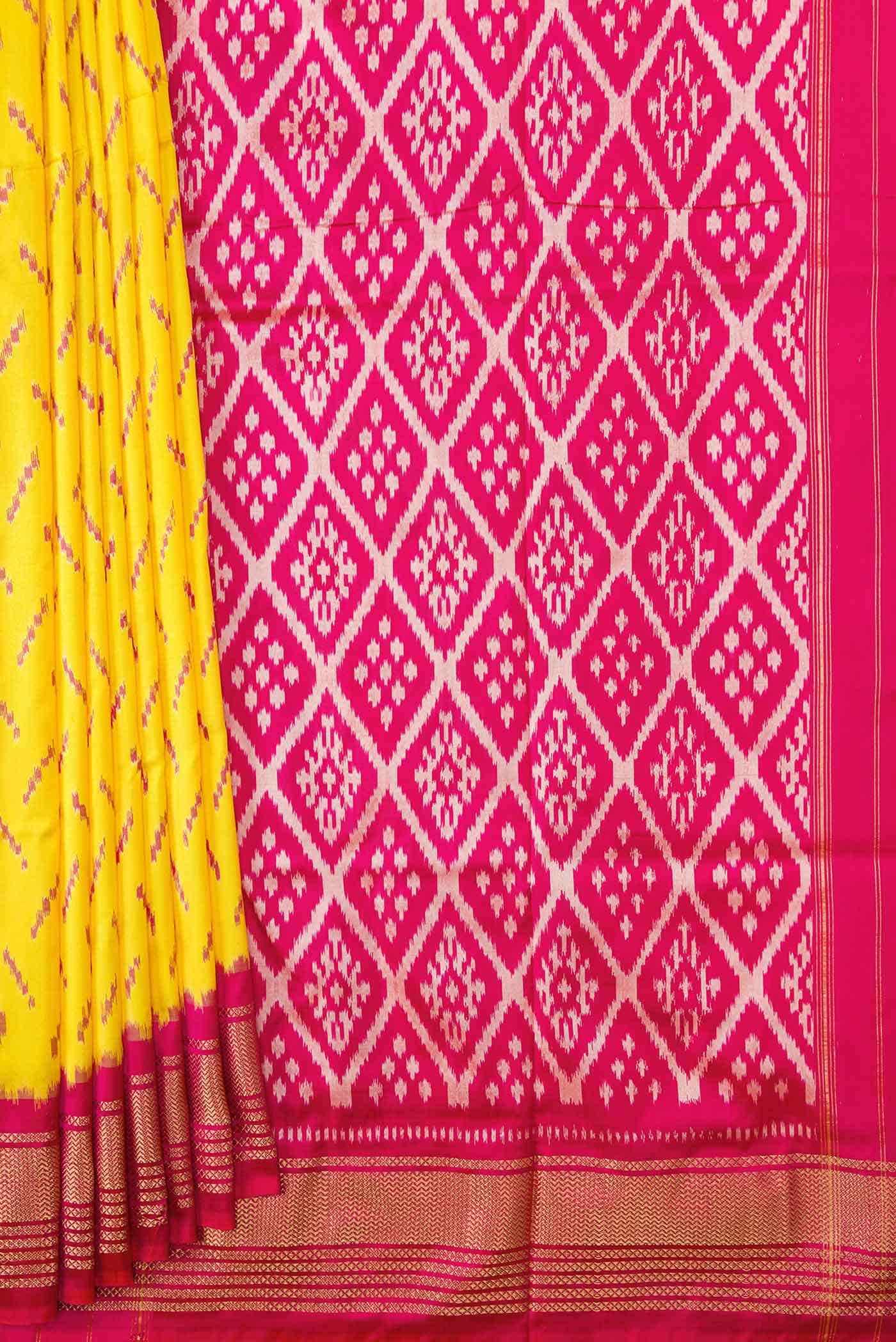 Yellow Dual Tone Double Ikat Saree