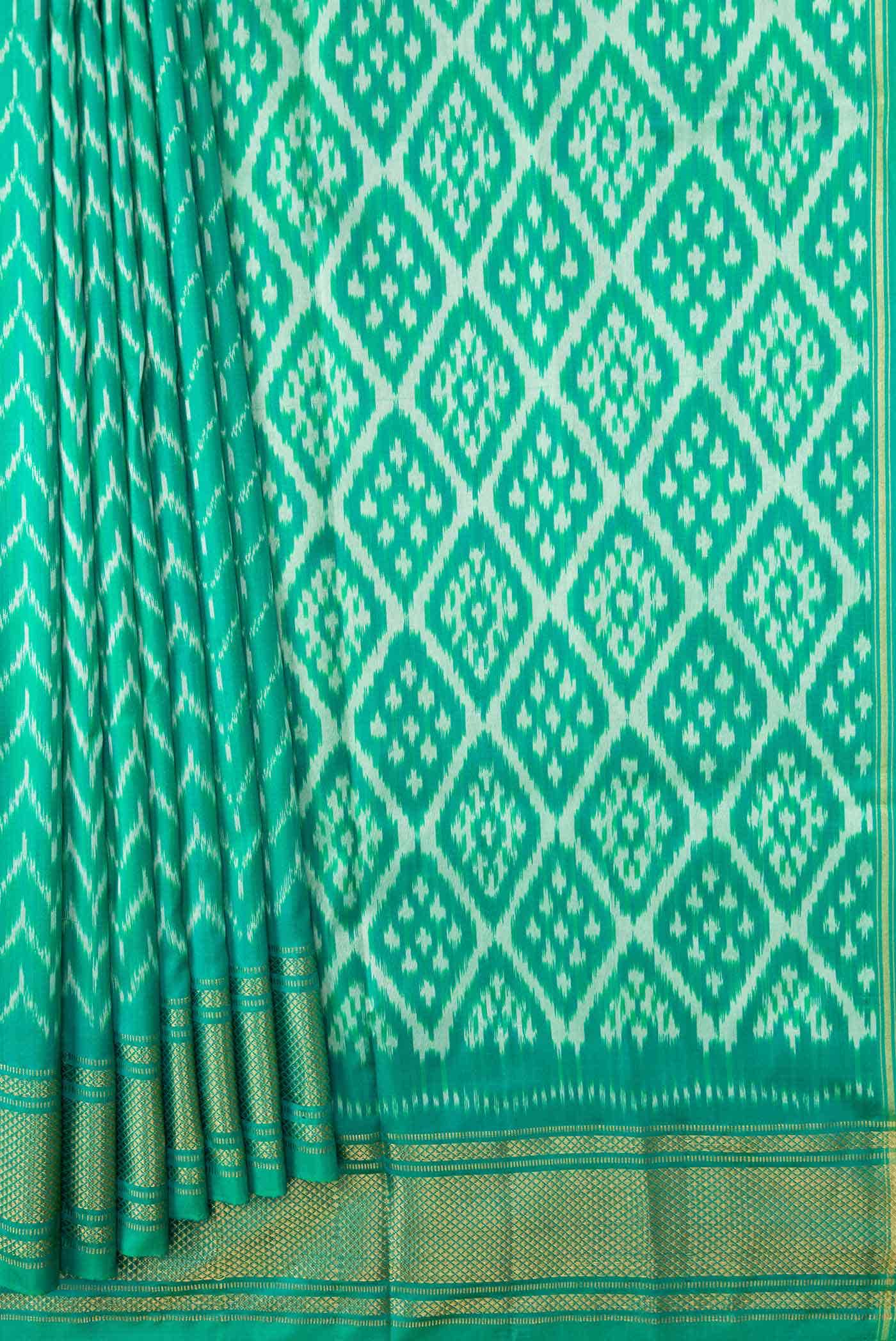 Green Dual Tone Double Ikat Saree