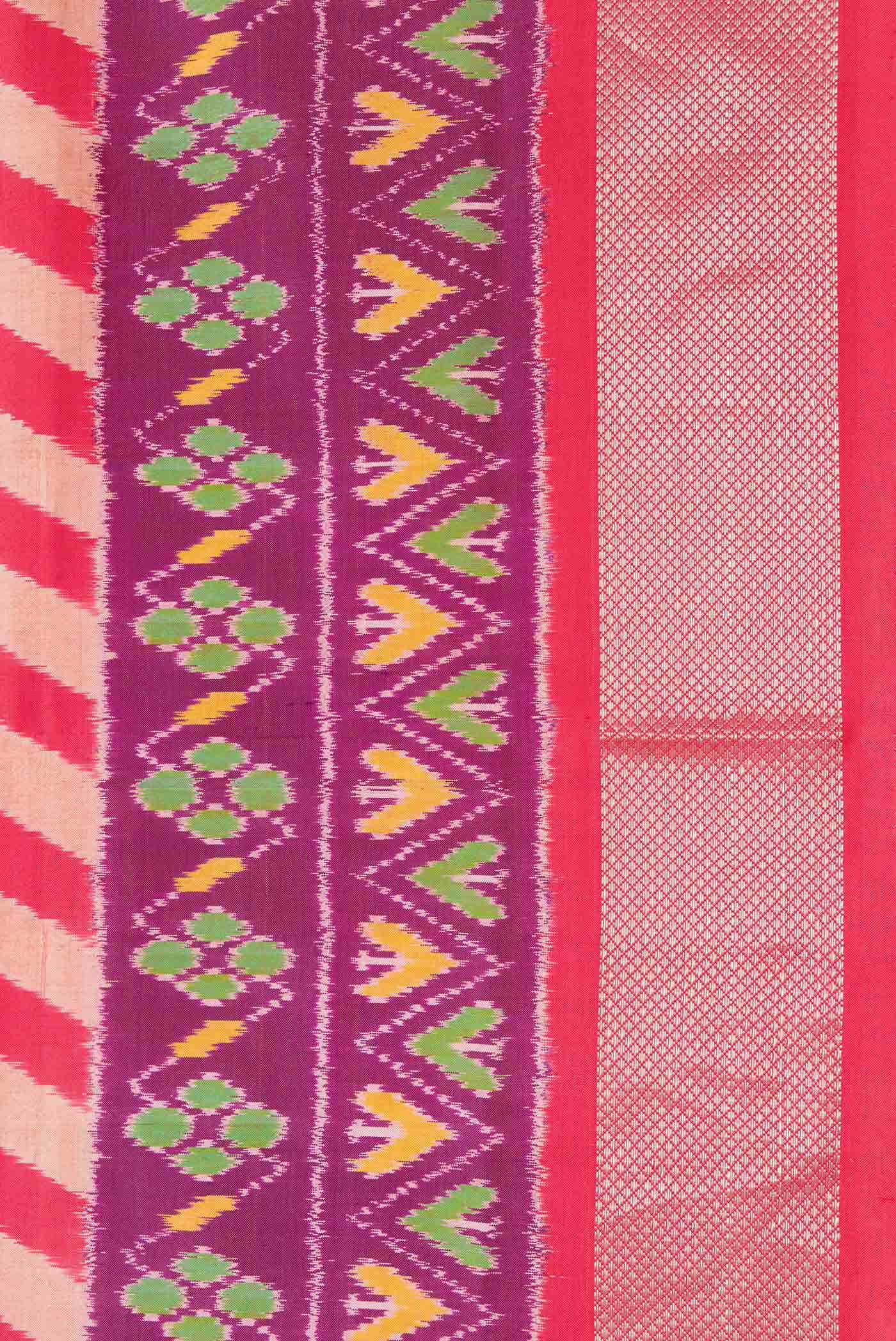 Orange and Beige Dual Tone Double Ikat Saree