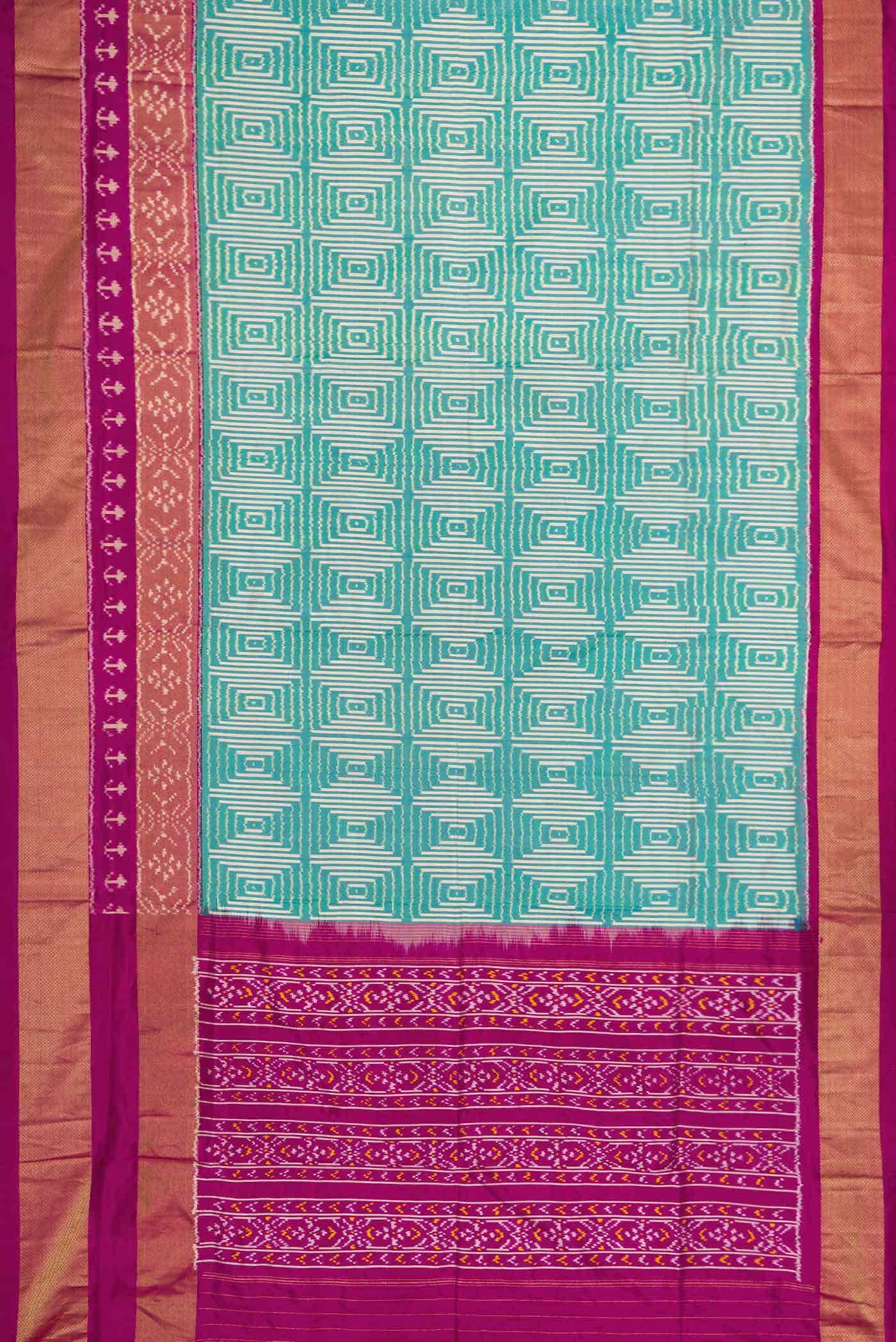 Light Green Dual Tone Double Ikat Saree
