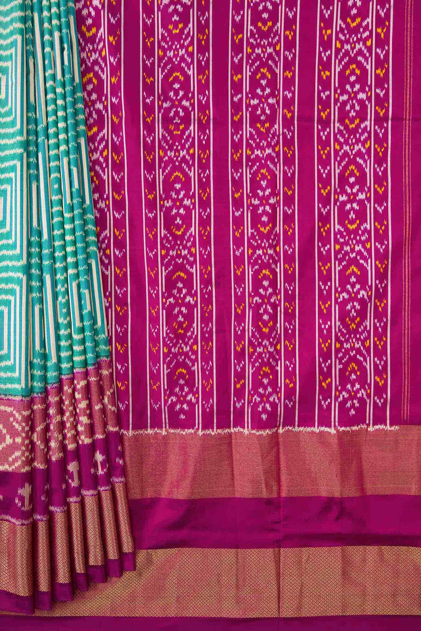 Light Green Dual Tone Double Ikat Saree