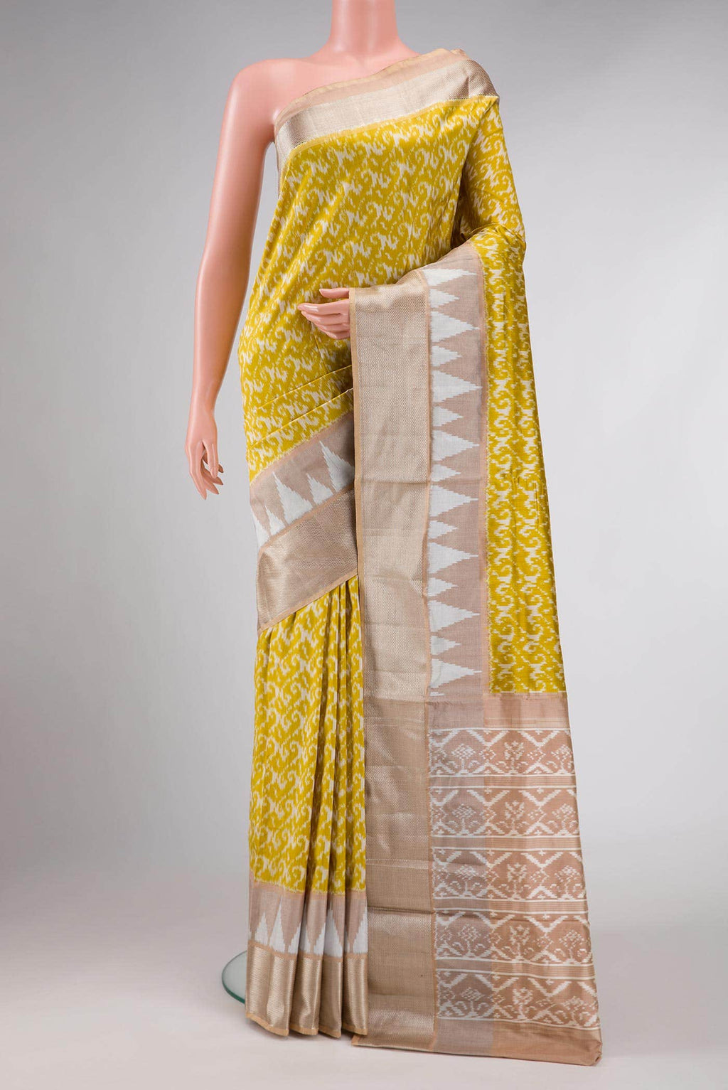 Light Green Dual Tone Double Ikat Saree
