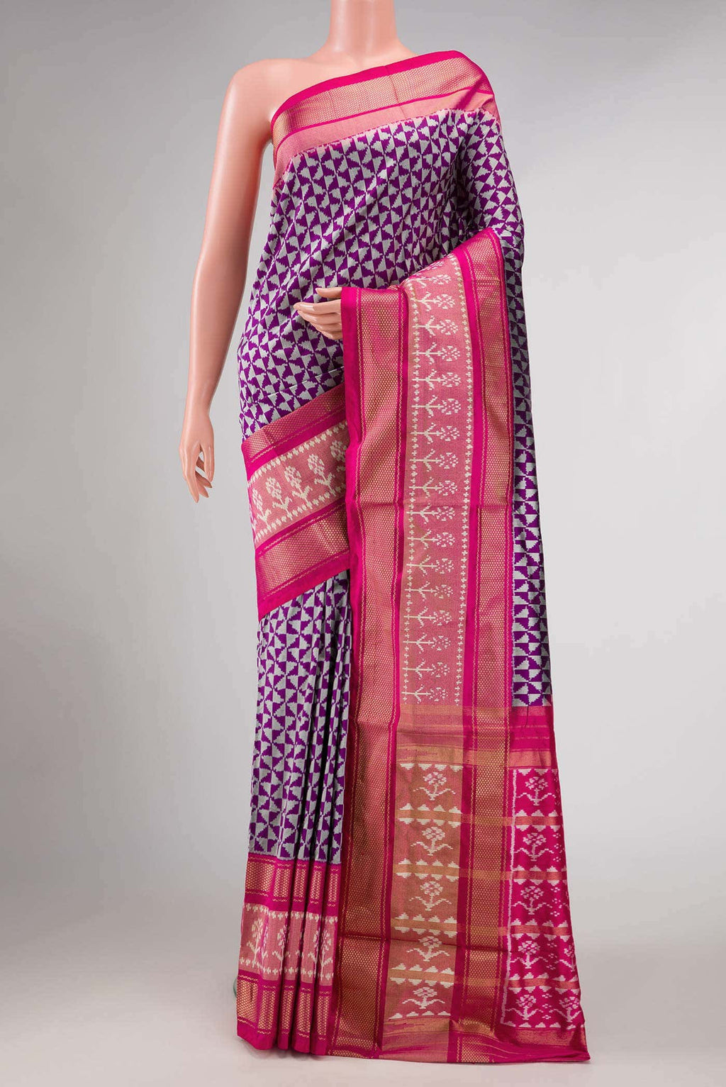 Purple Dual Tone Double Ikat Saree