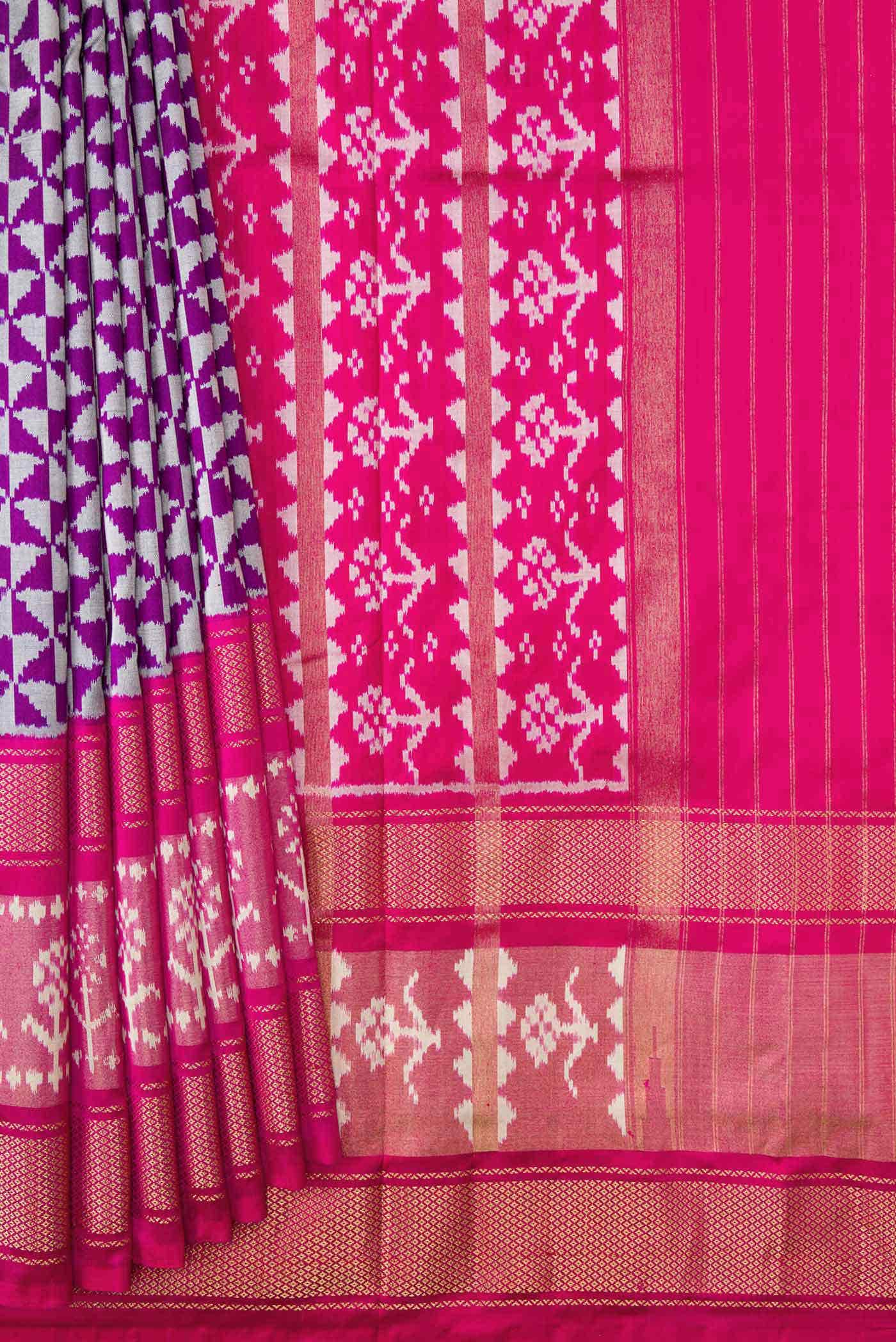Purple Dual Tone Double Ikat Saree