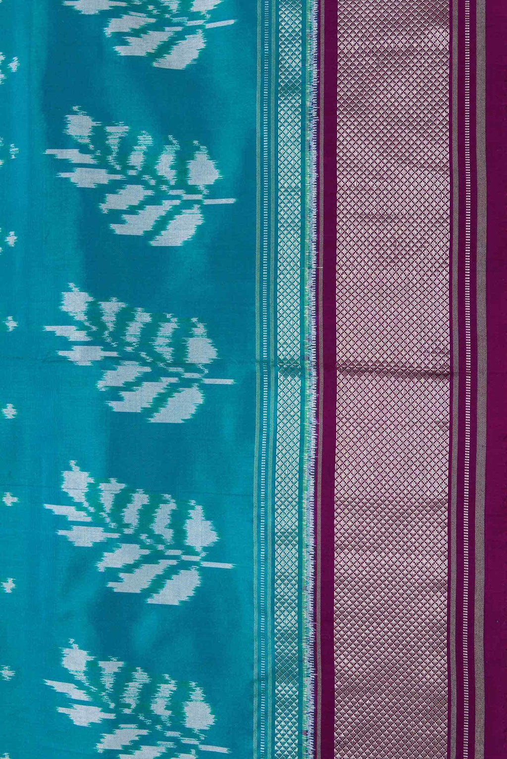 Peacock Blue Dual Tone Double Ikat Saree