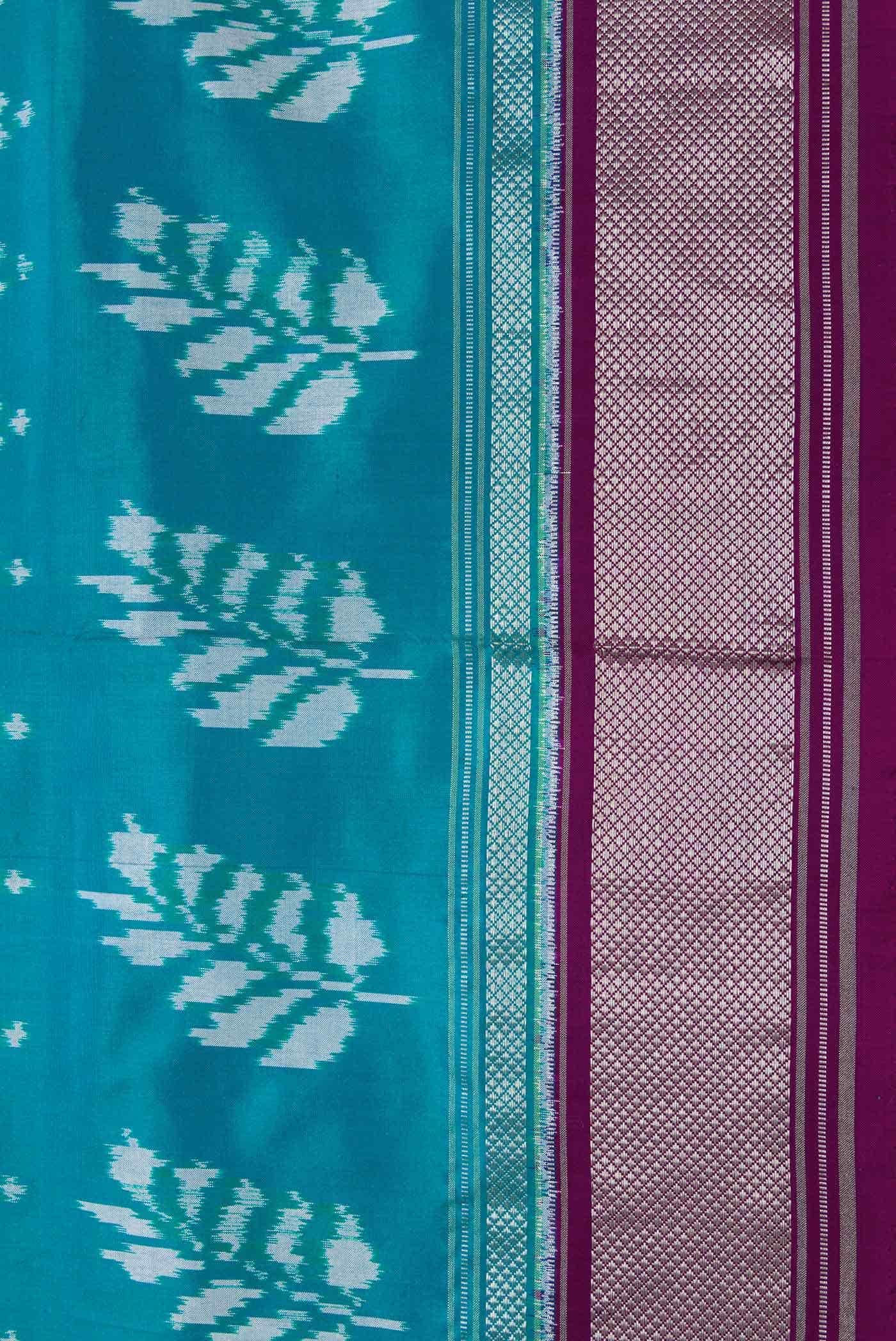 Peacock Blue Dual Tone Double Ikat Saree