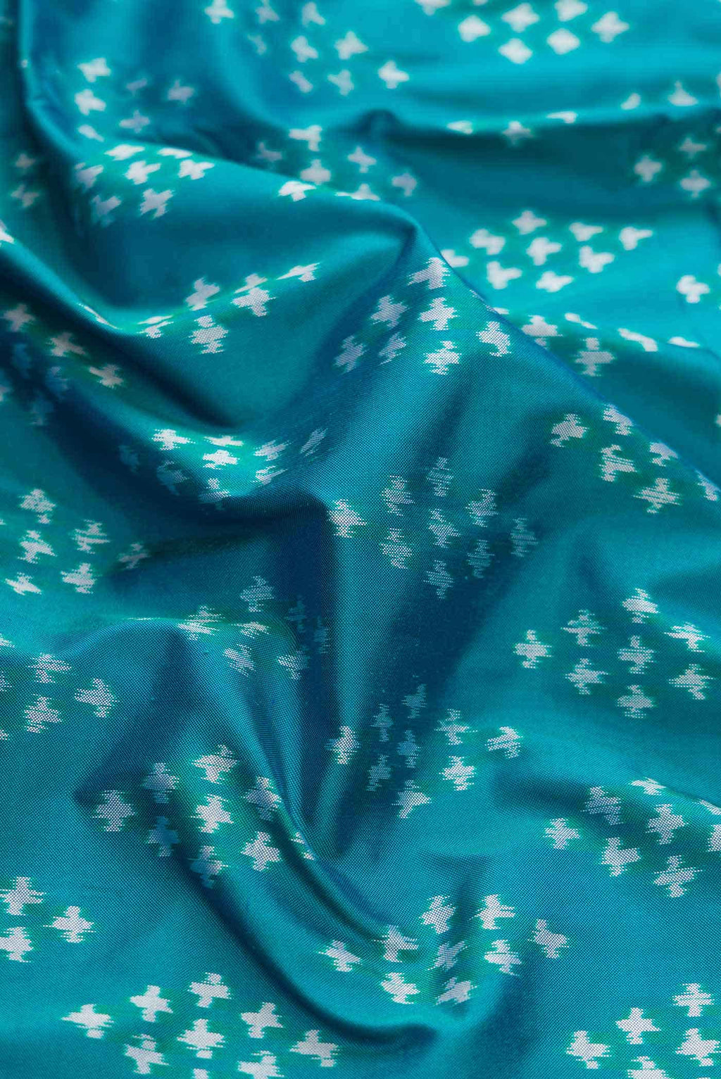 Peacock Blue Dual Tone Double Ikat Saree