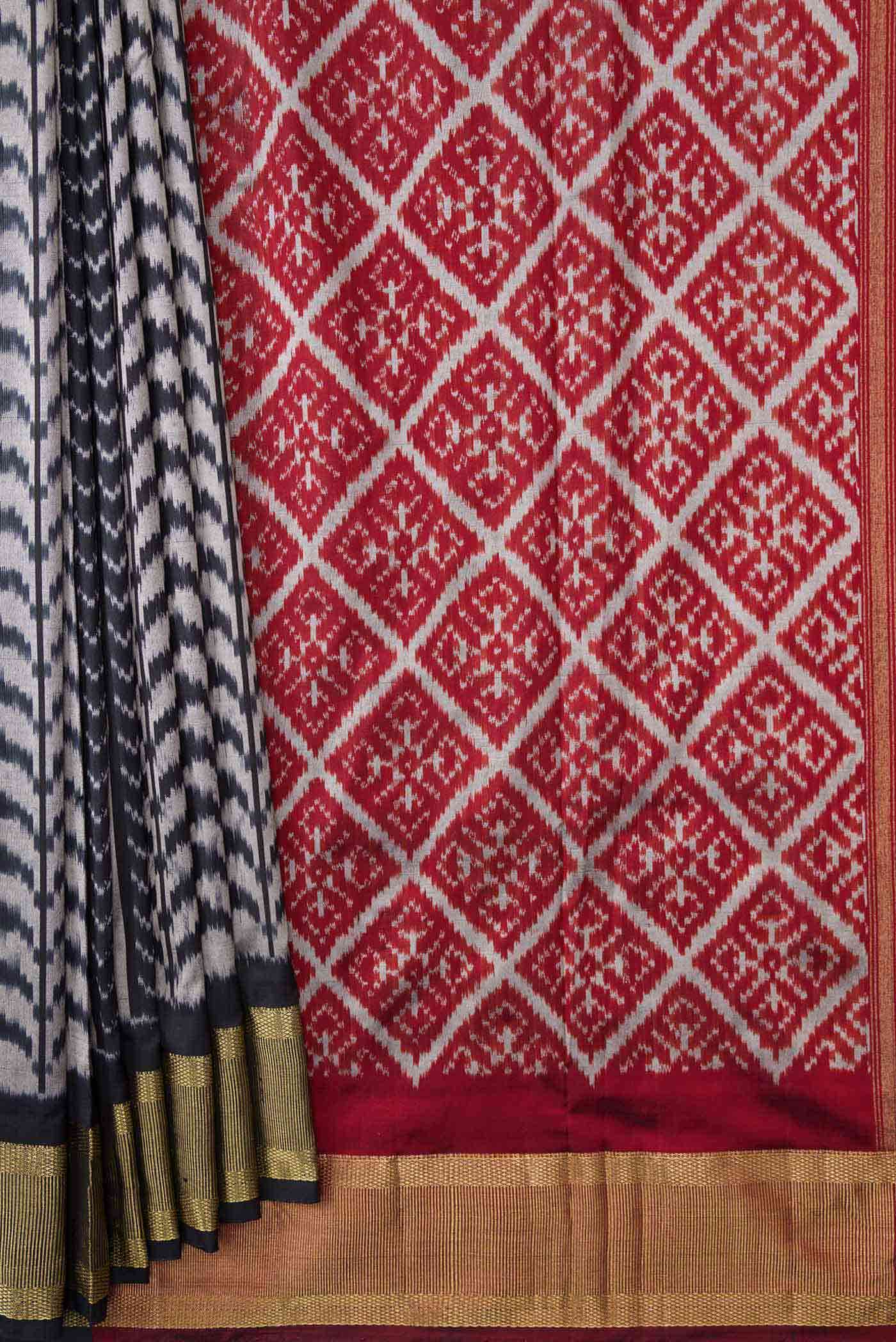 Grey Dual Tone Double Ikat Saree
