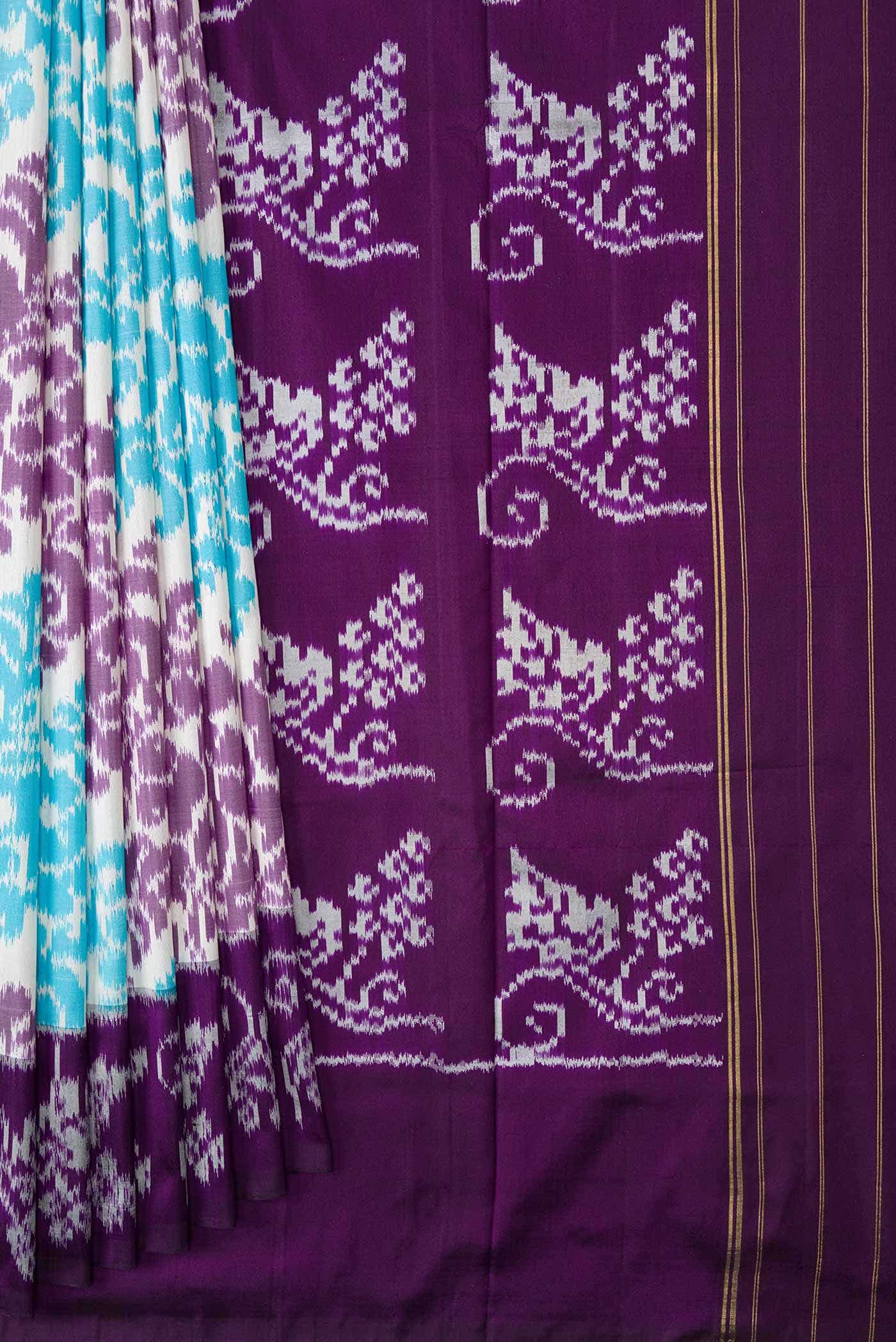 Off White Dual Tone Double Ikat Saree