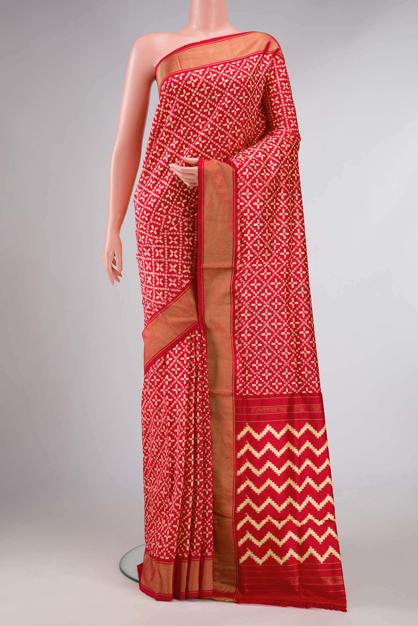 Red Dual Tone Double Ikat Saree