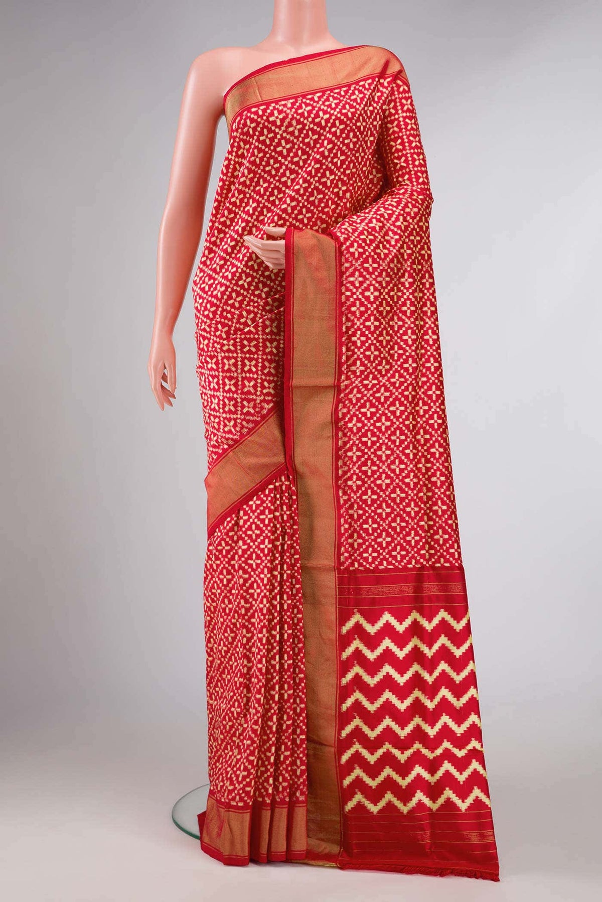 Red Dual Tone Double Ikat Saree