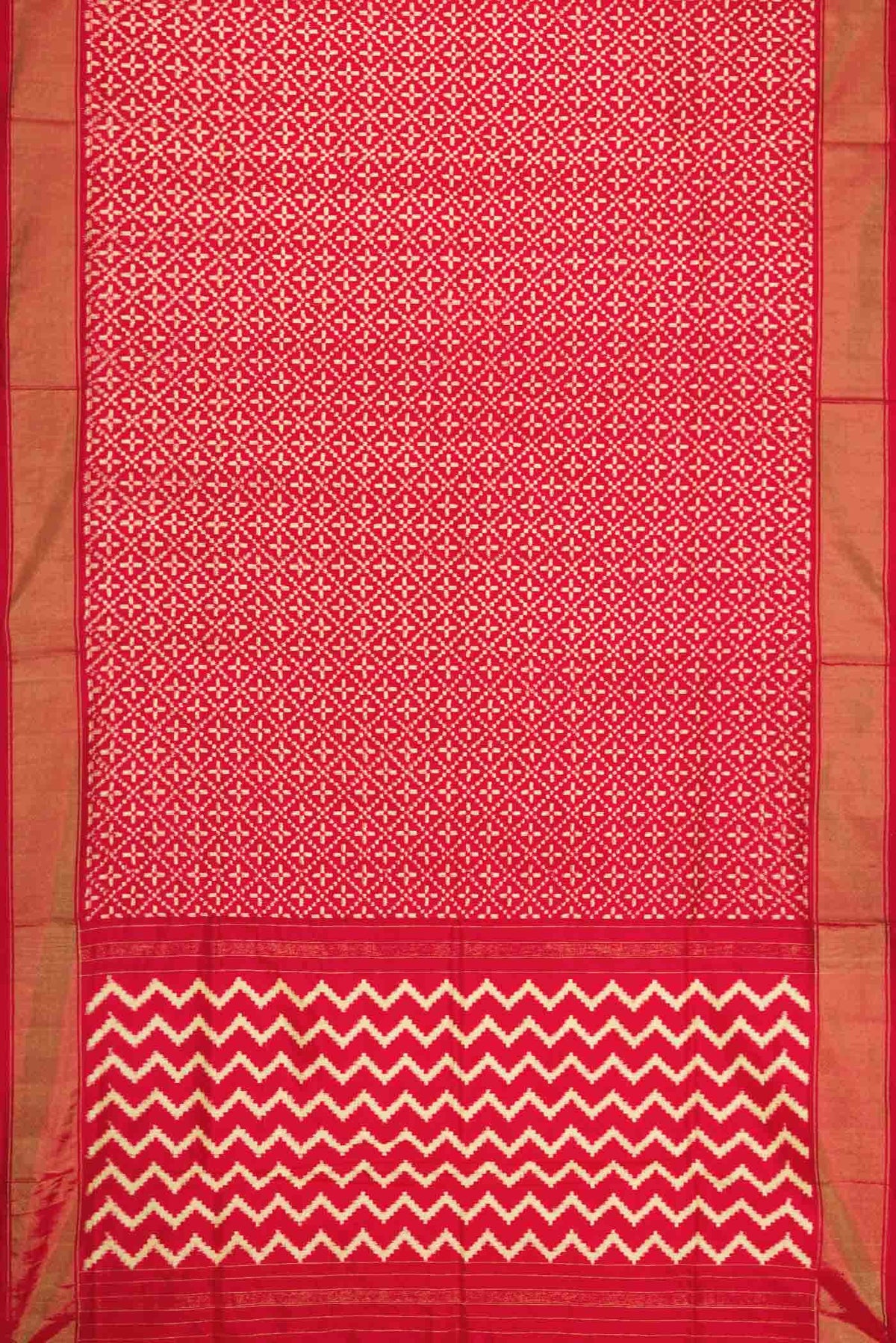 Red Dual Tone Double Ikat Saree