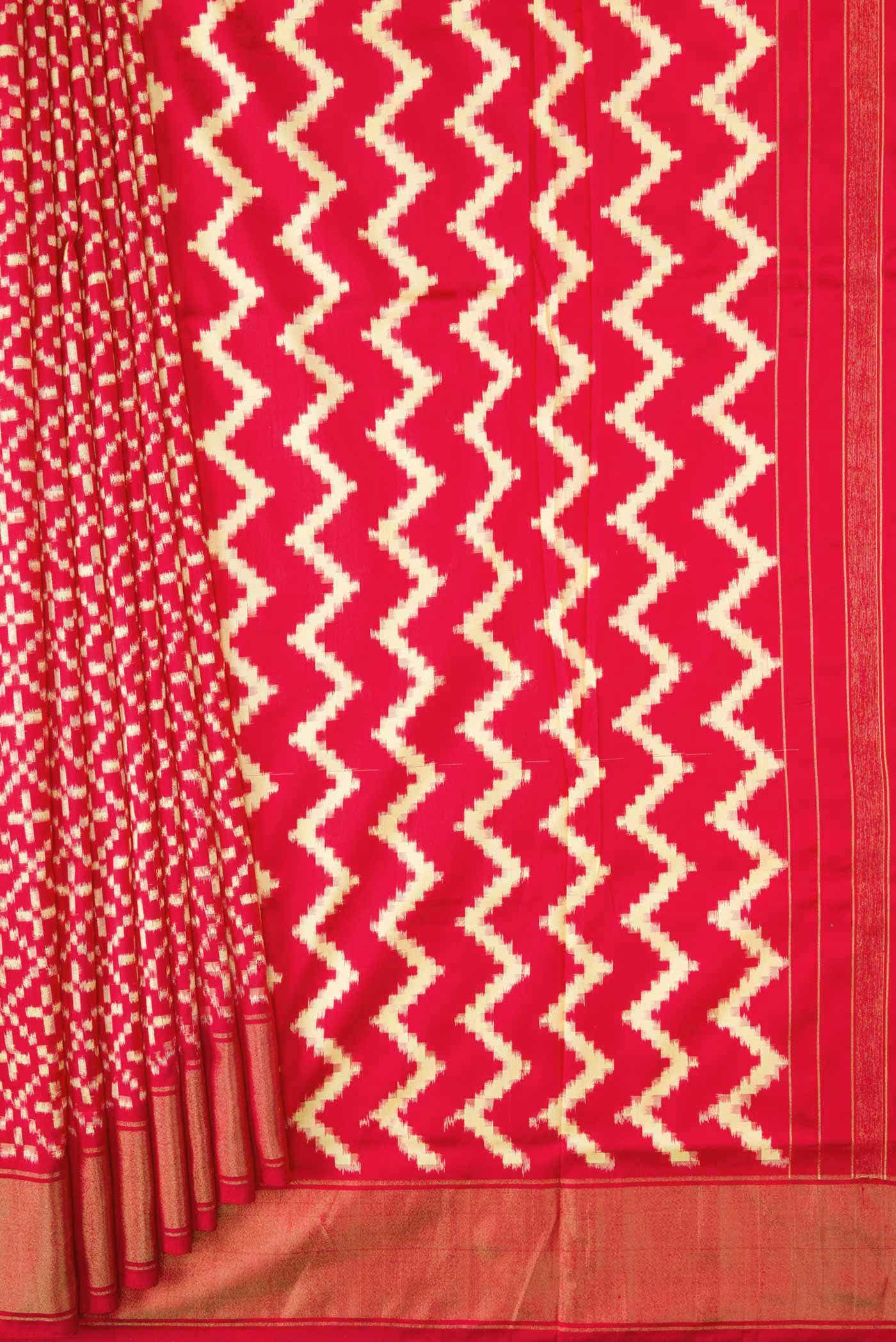 Red Dual Tone Double Ikat Saree