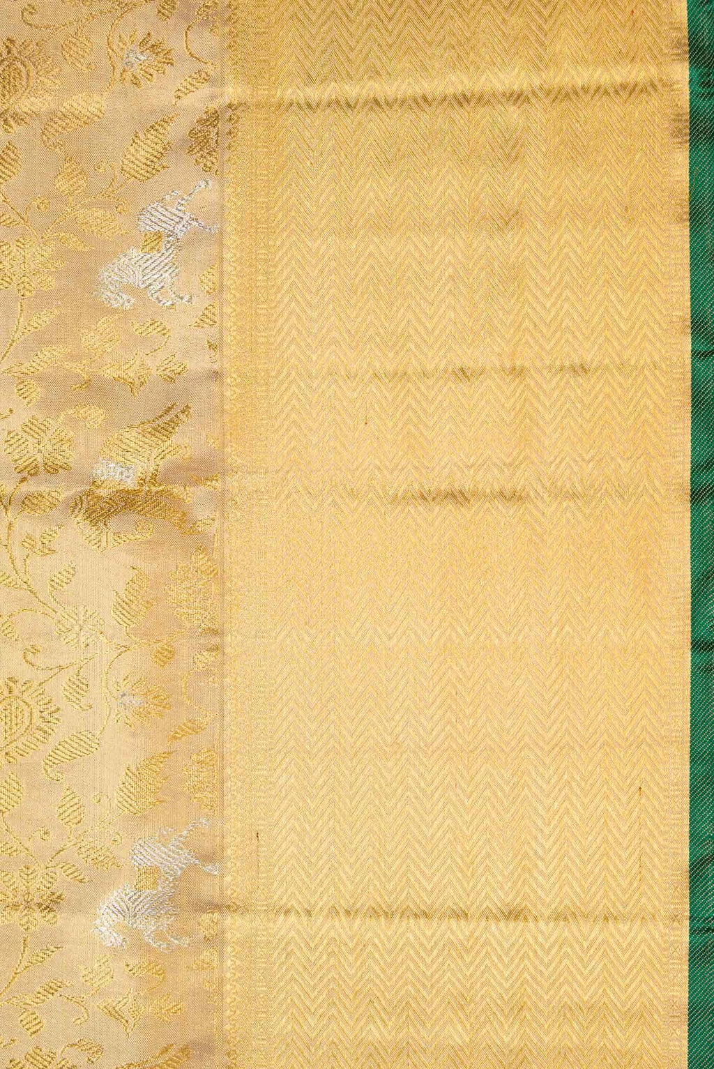 Pure Silk Pure Zari Gold Dual Tone Kanchipuram Tissue Saree