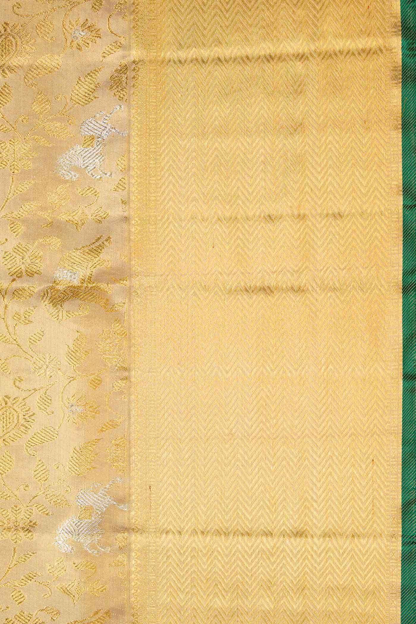 Pure Silk Pure Zari Gold Dual Tone Kanjivaram Tissue Saree