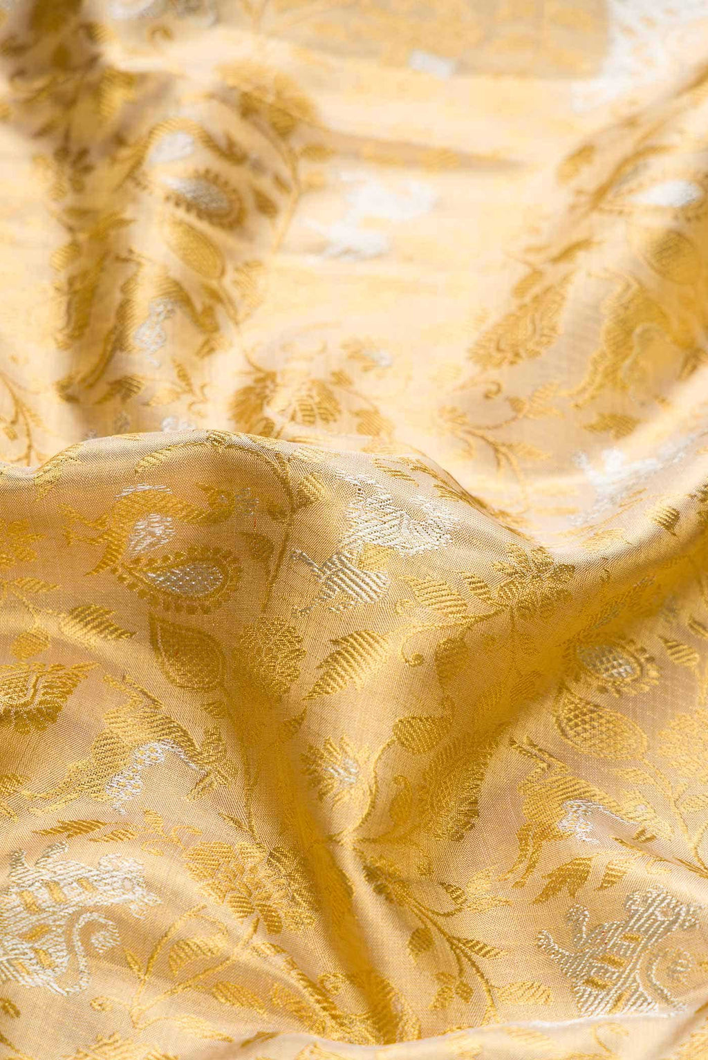Pure Silk Pure Zari Gold Dual Tone Kanchipuram Tissue Saree