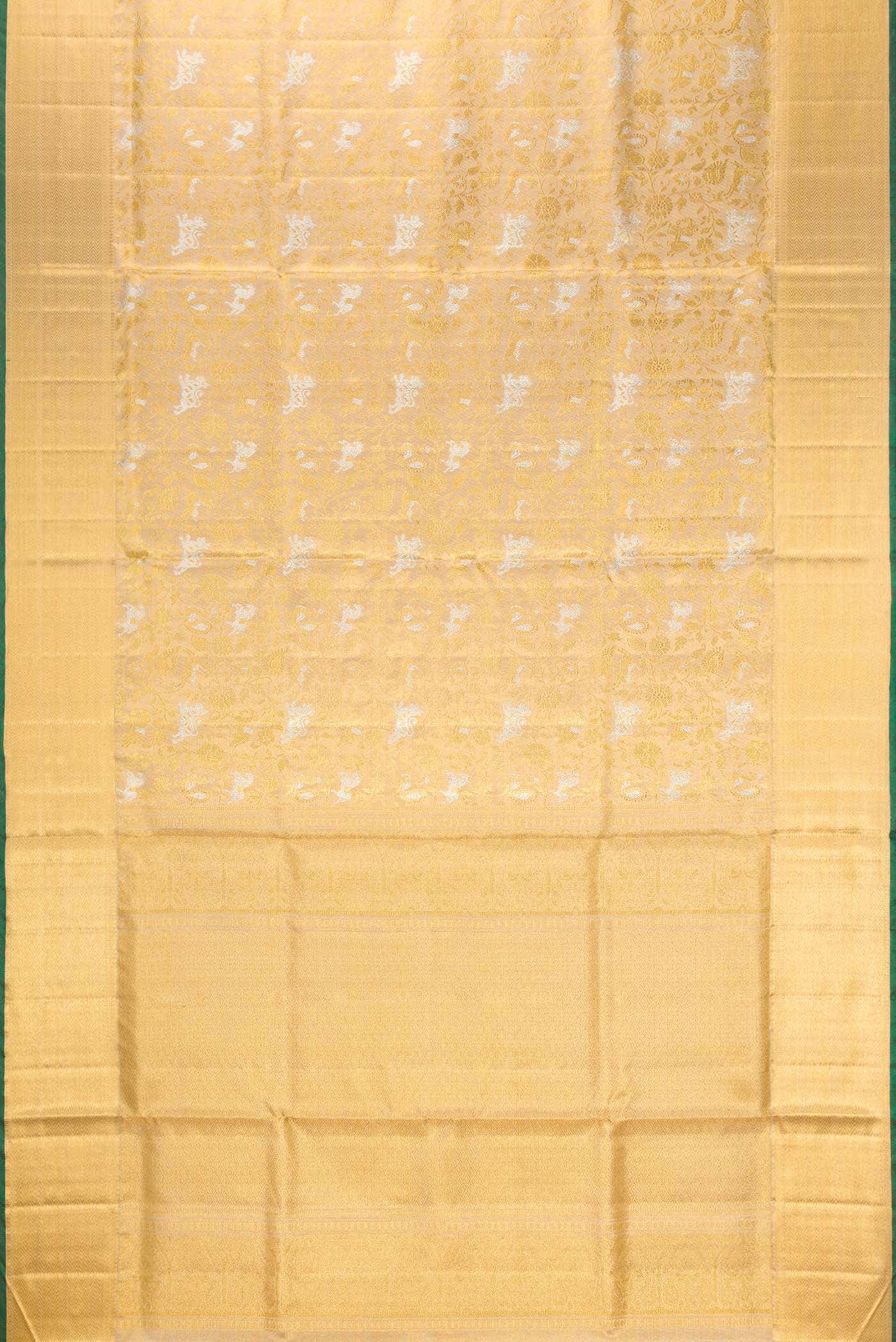 Pure Silk Pure Zari Gold Dual Tone Kanjivaram Tissue Saree