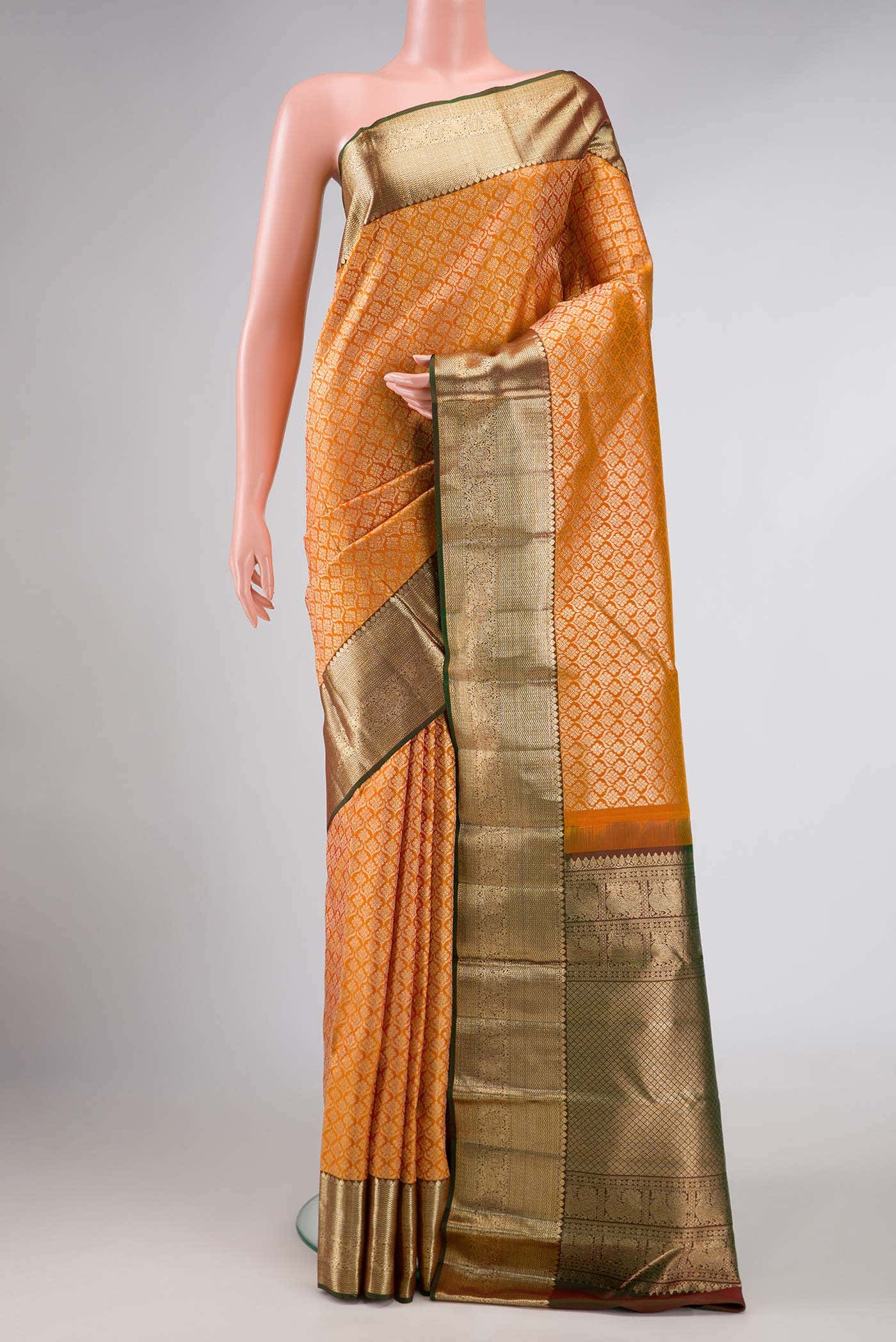 Mustard Dual Tone Kanchipuram Silk Saree