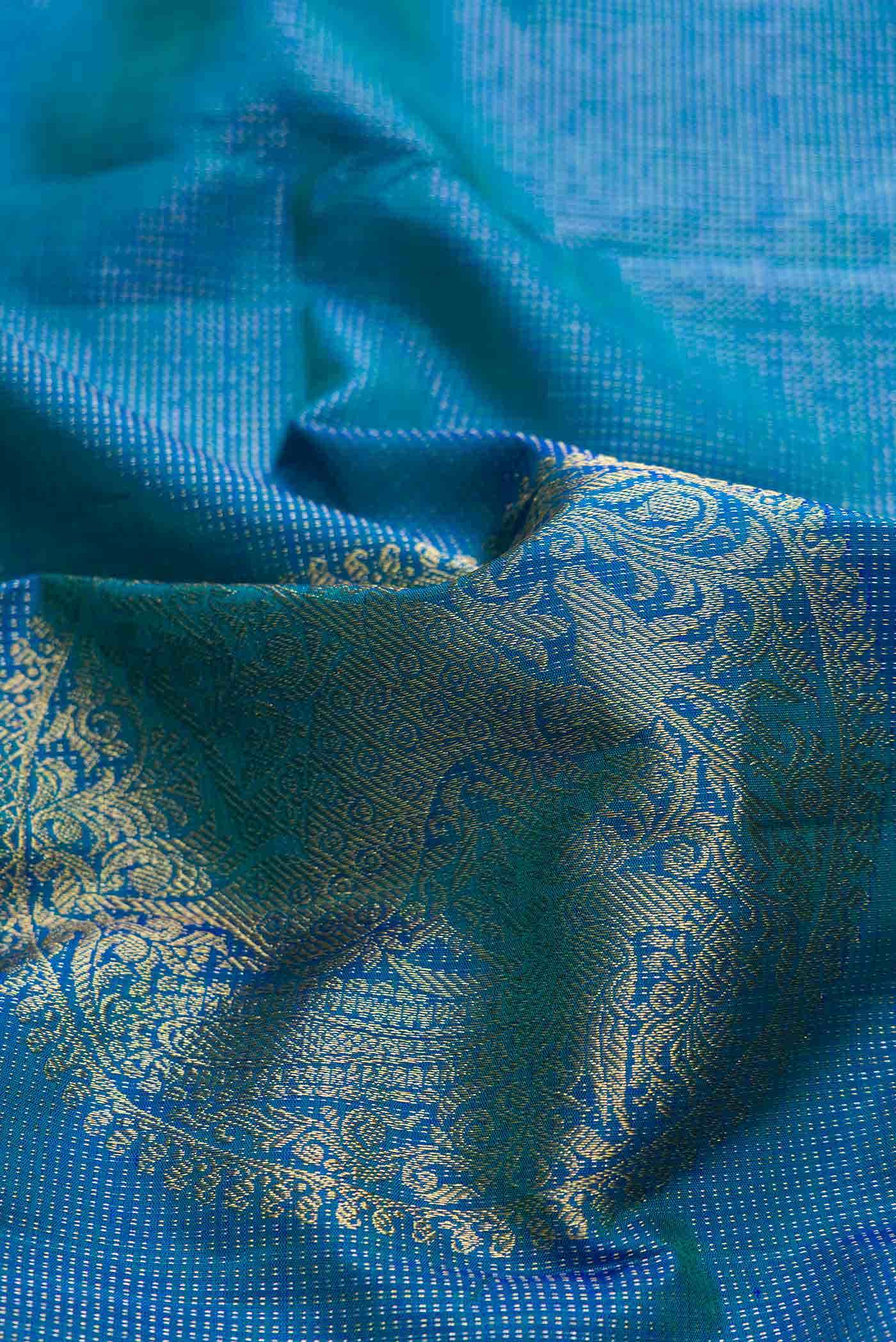 Peacock Blue Dual Tone Kanchipuram Silk Saree