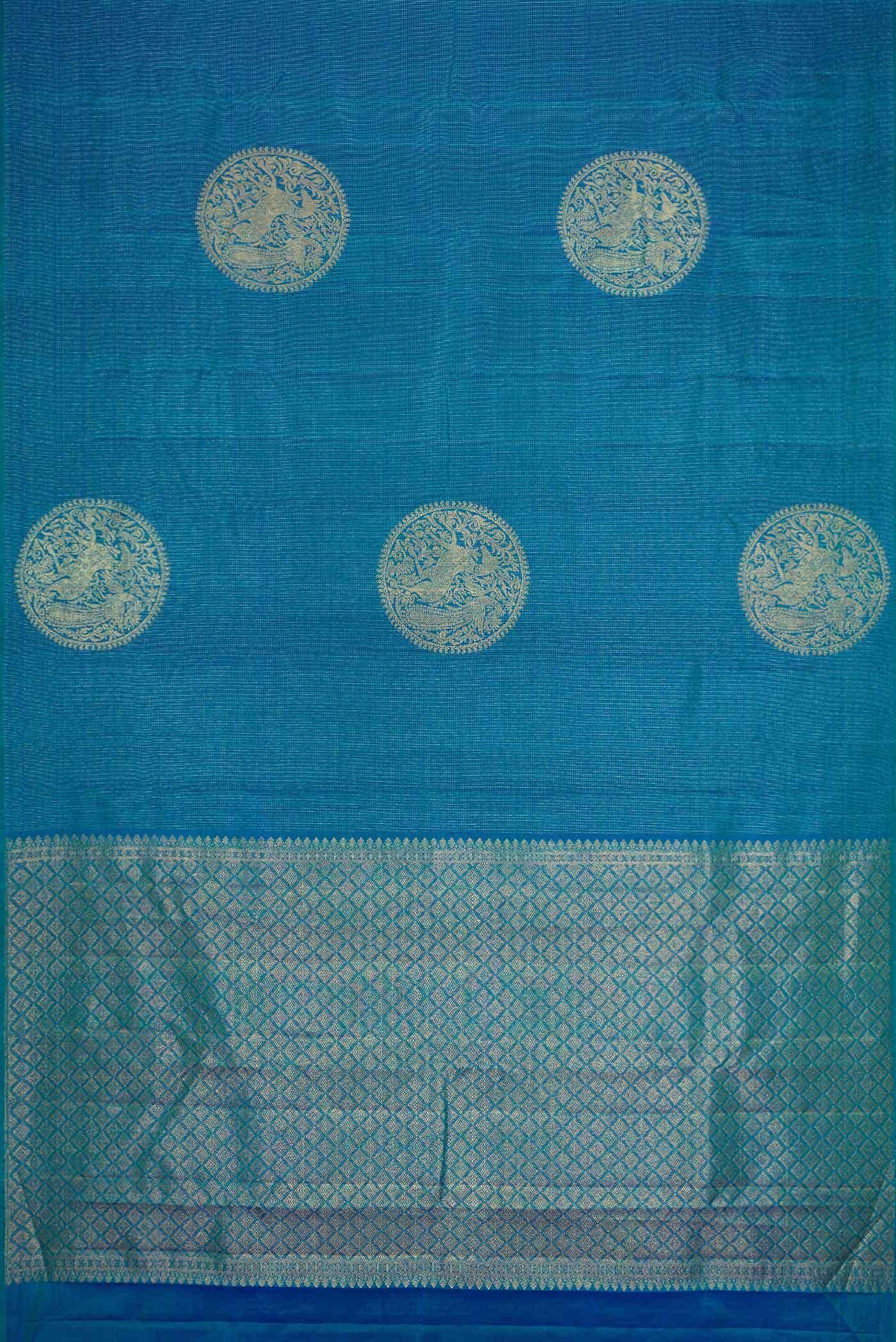Peacock Blue Dual Tone Kanchipuram Silk Saree