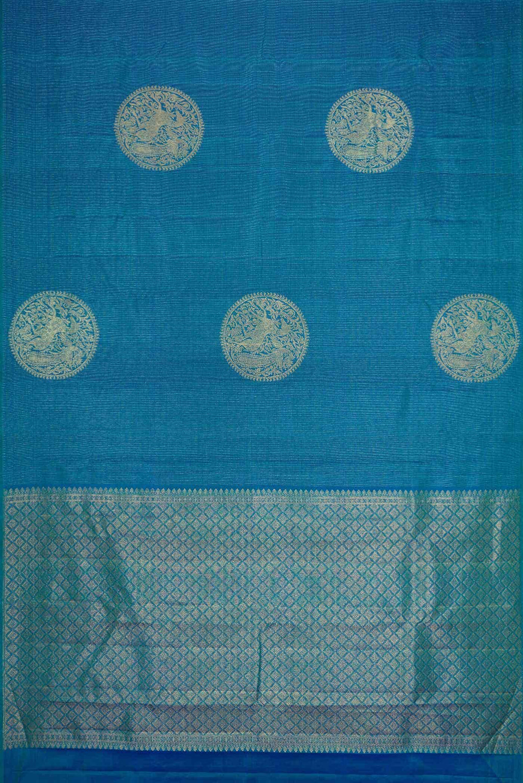 Peacock Blue Dual Tone Kanchipuram Silk Saree